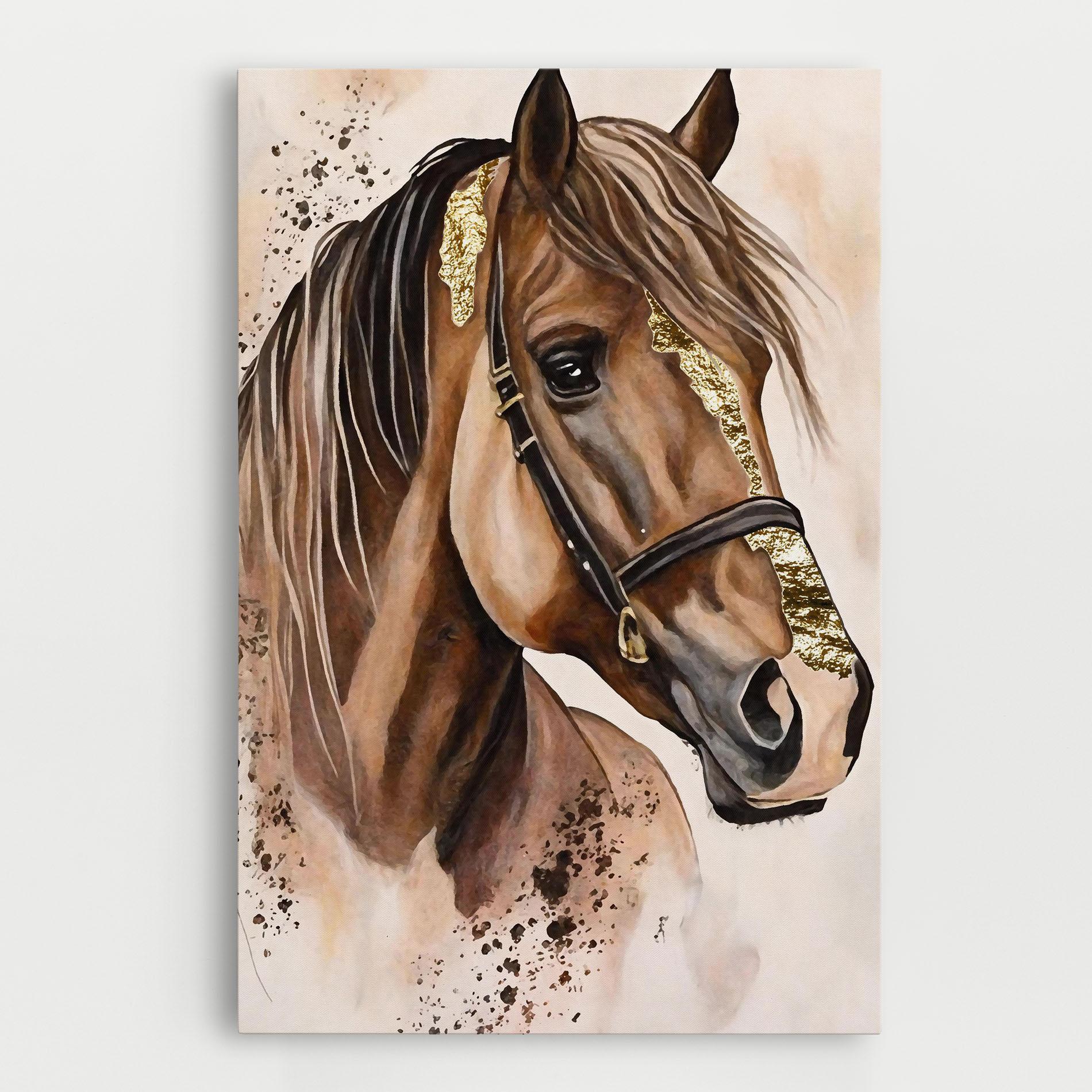 Leinwandbild Gold Horse Painting mockup 0