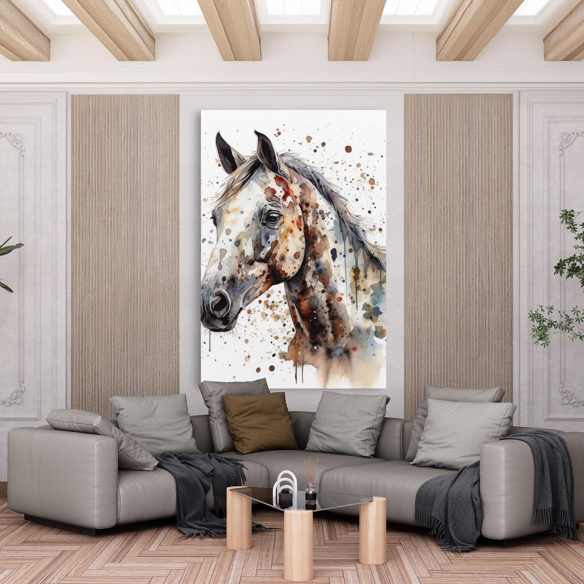 Leinwandbild Watercolor Horse mockup 6