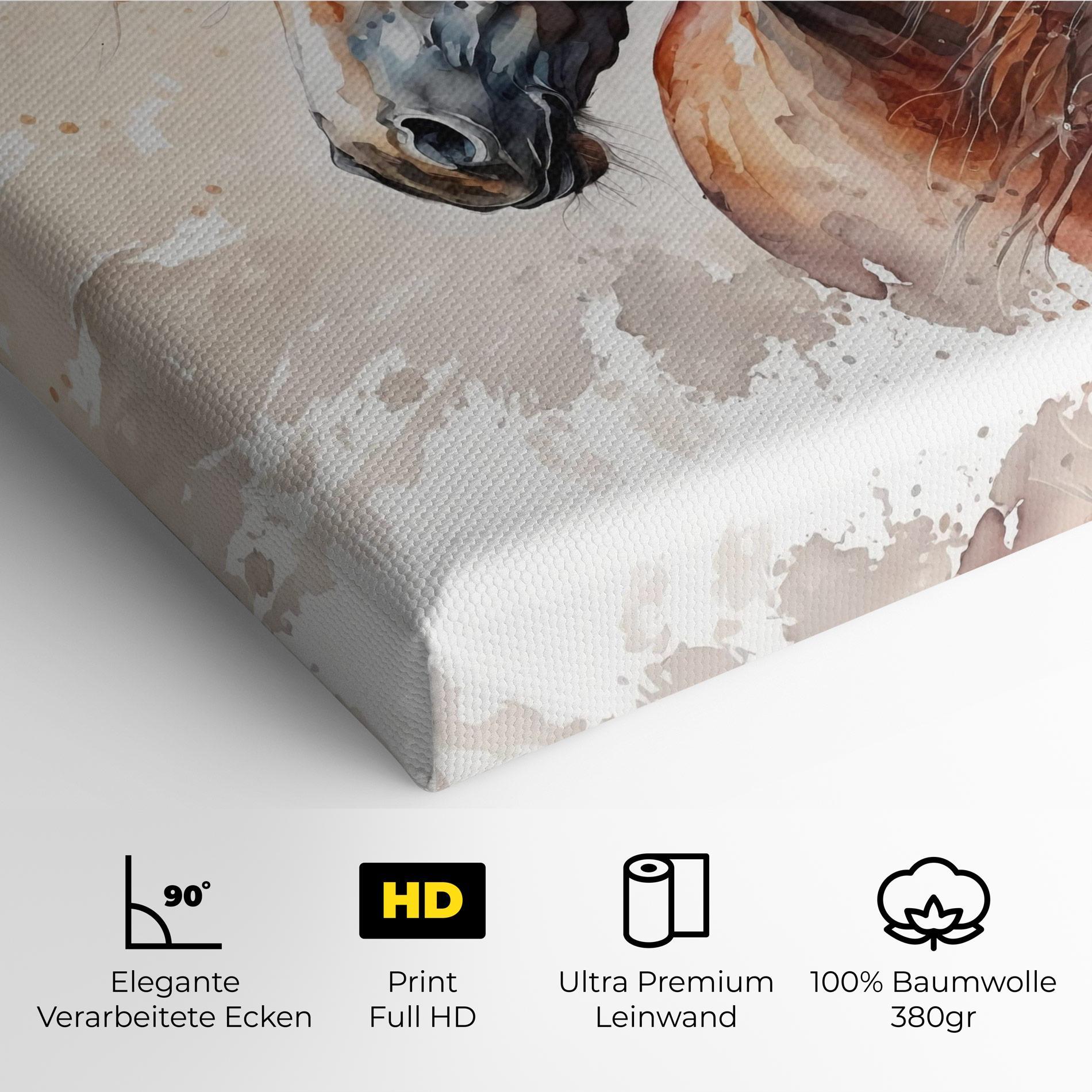 Leinwandbild Black Brown Horse Painting mockup 4