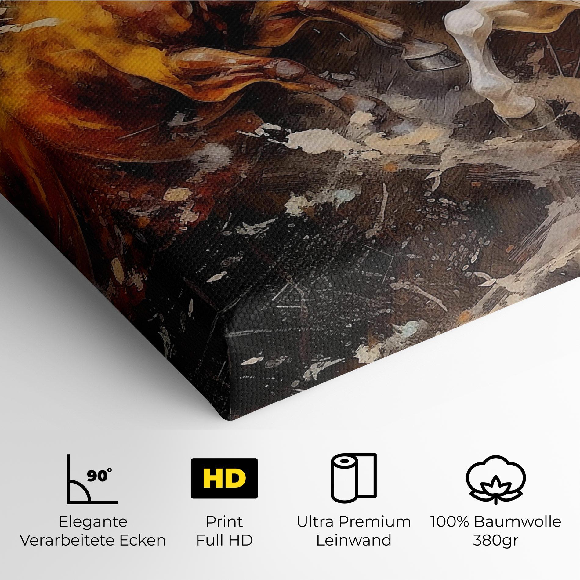 Leinwandbild Brown White Horses mockup 4