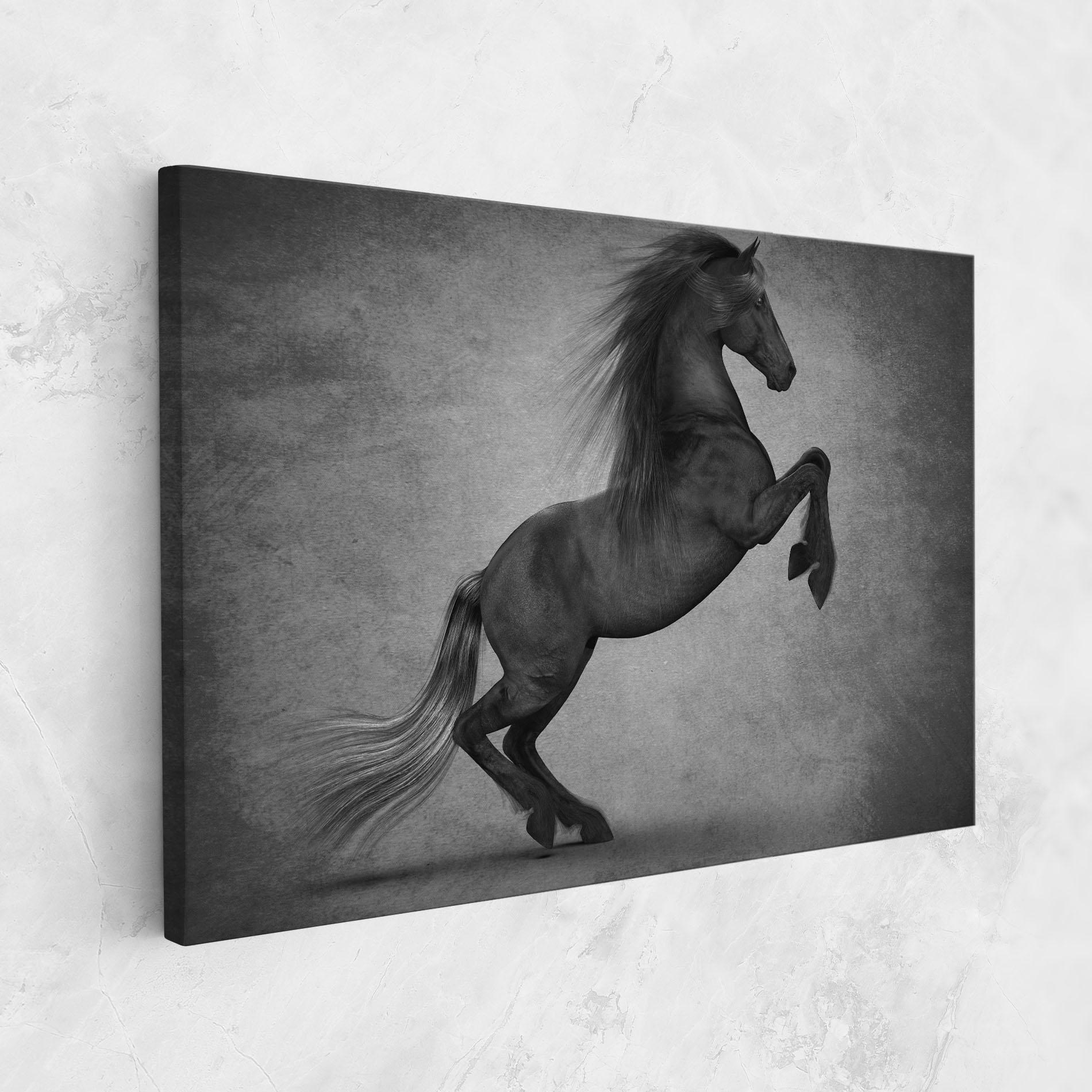 Leinwandbild Black Horse Jumping mockup 1