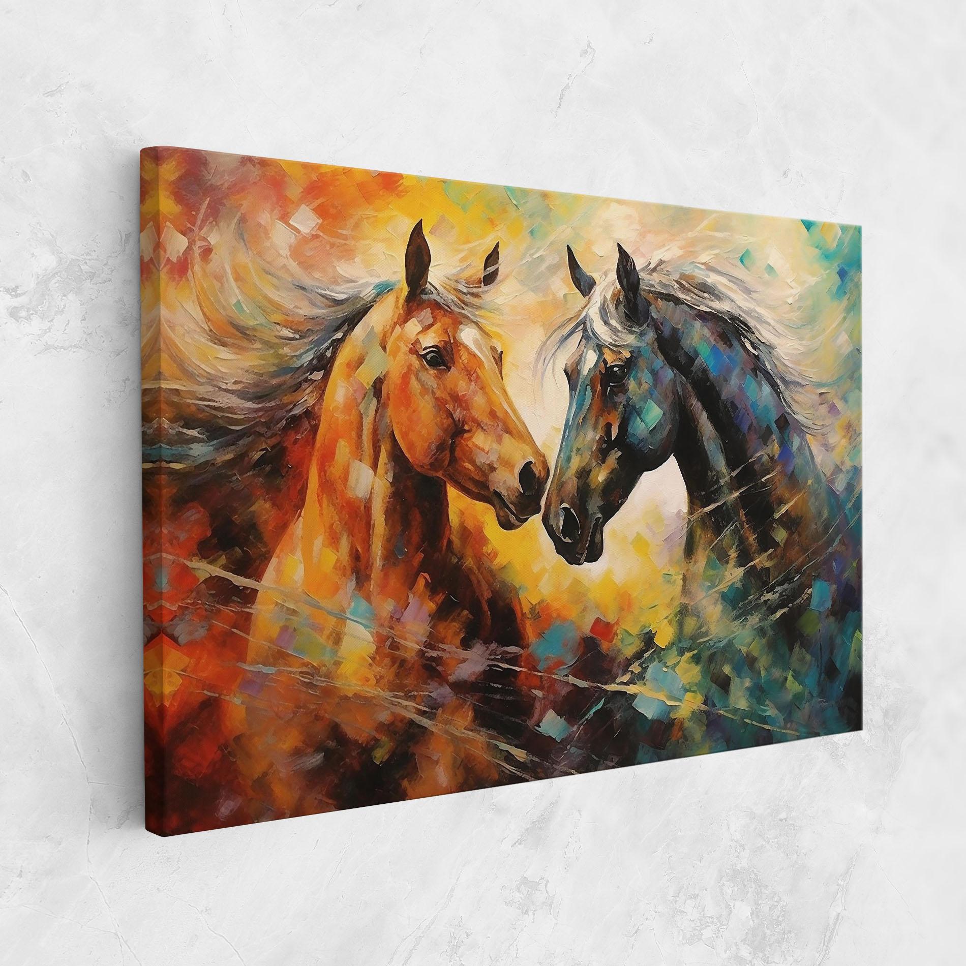 Leinwandbild Brown Black Horses mockup 1