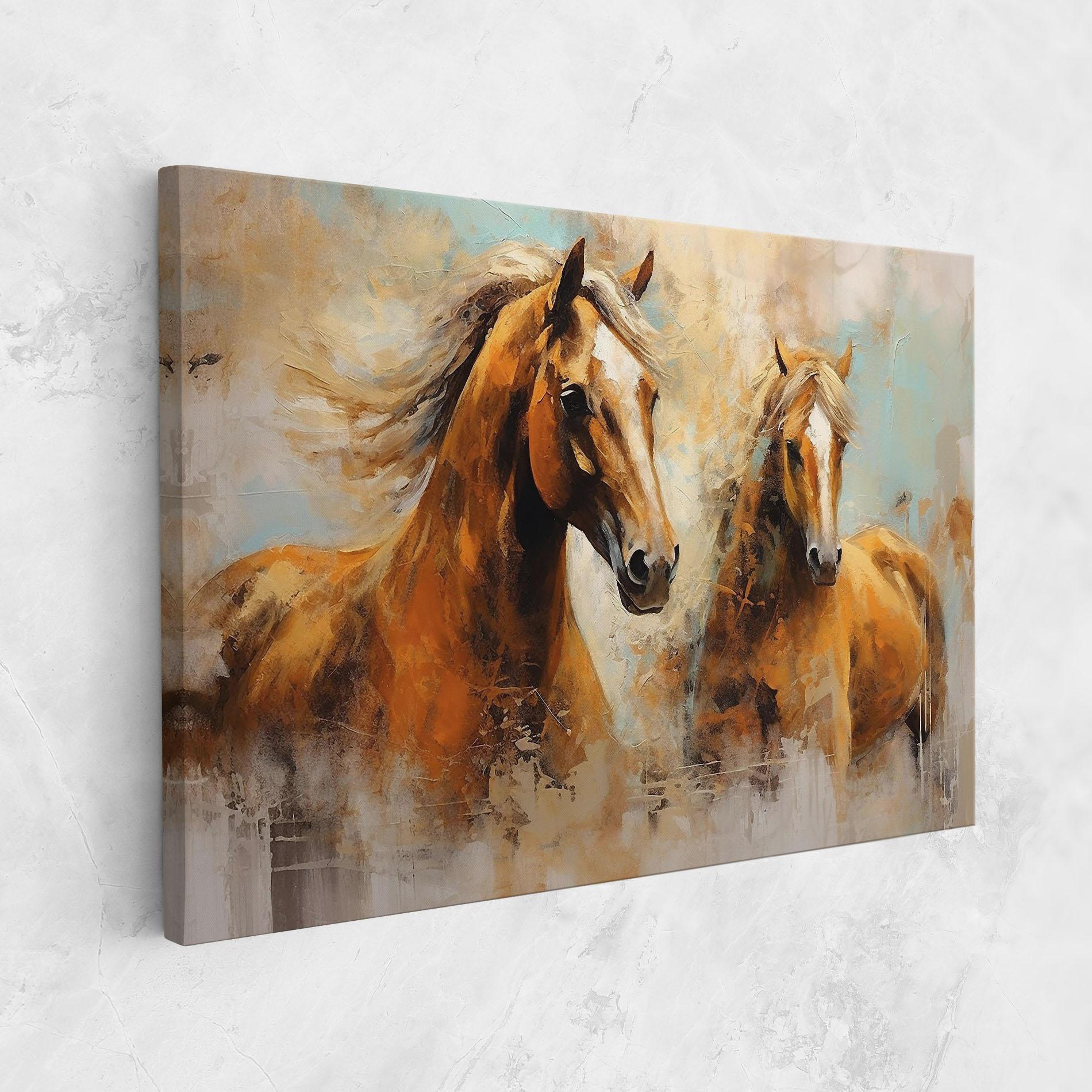 Leinwandbild Brown Horses Staying mockup 1
