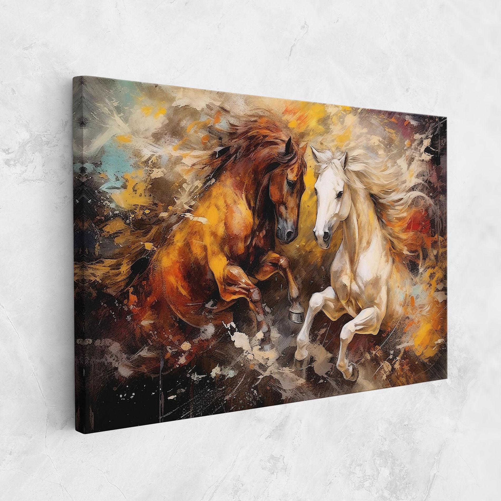 Leinwandbild Brown White Horses mockup 1