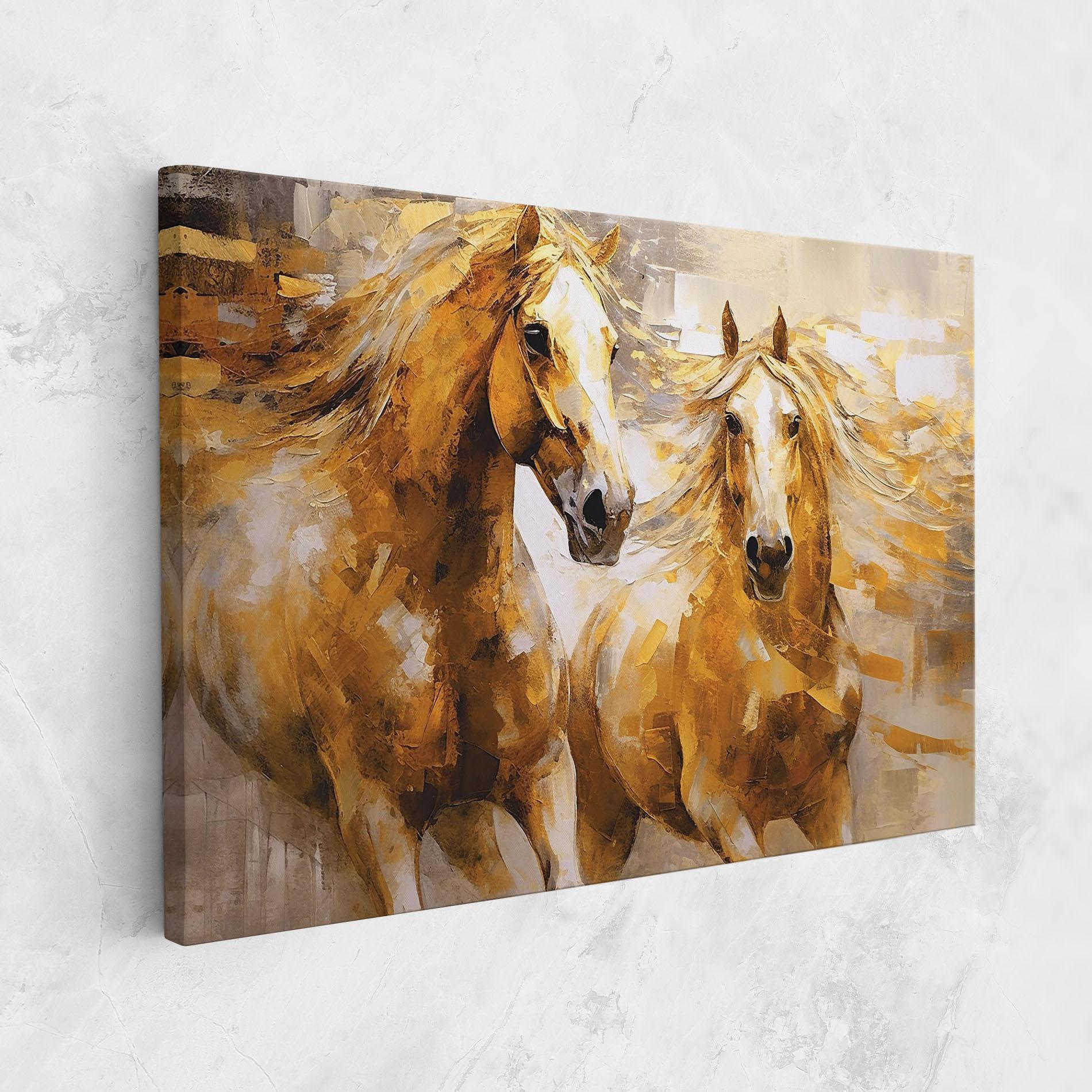 Leinwandbild Golden Brown Horses mockup 1