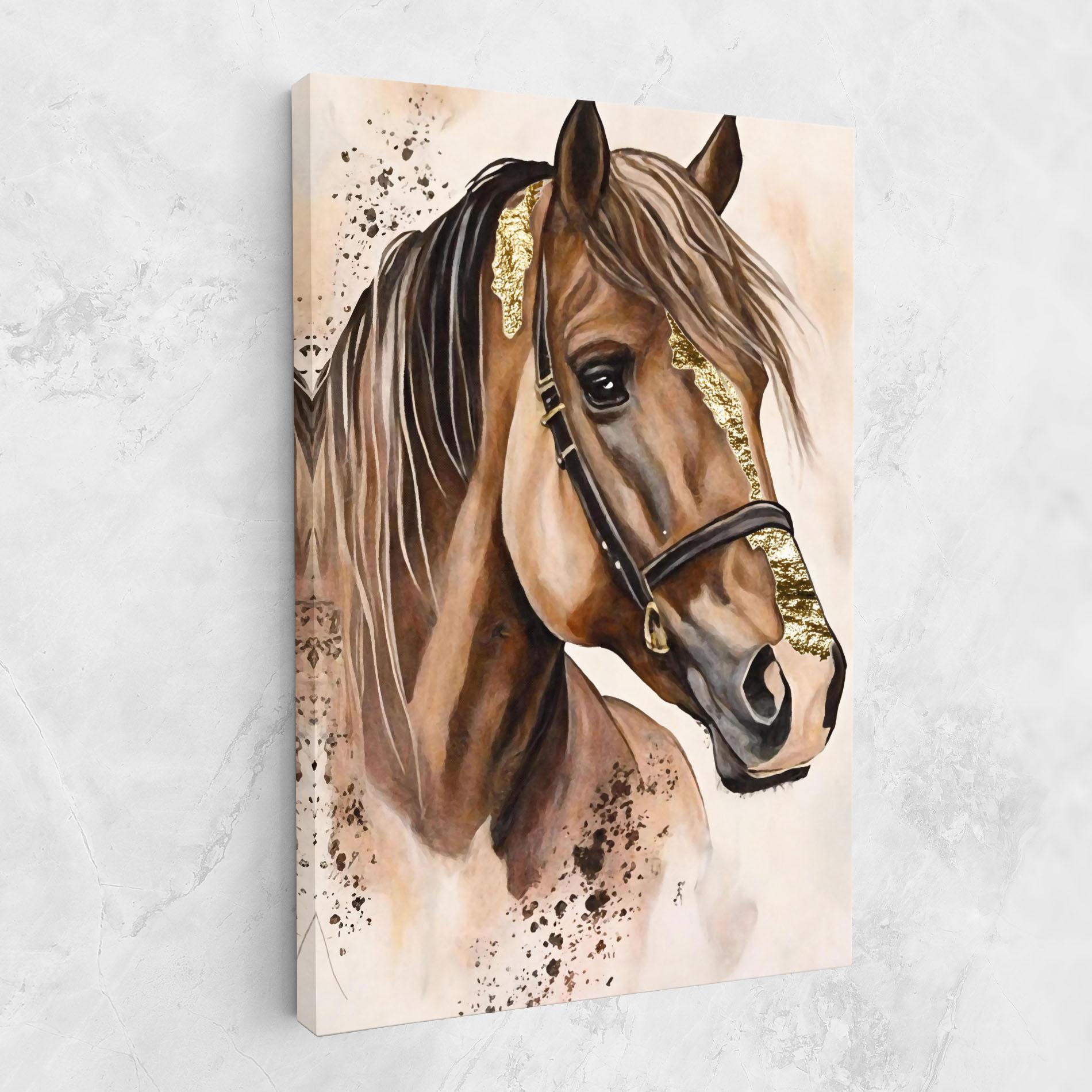 Leinwandbild Gold Horse Painting mockup 1