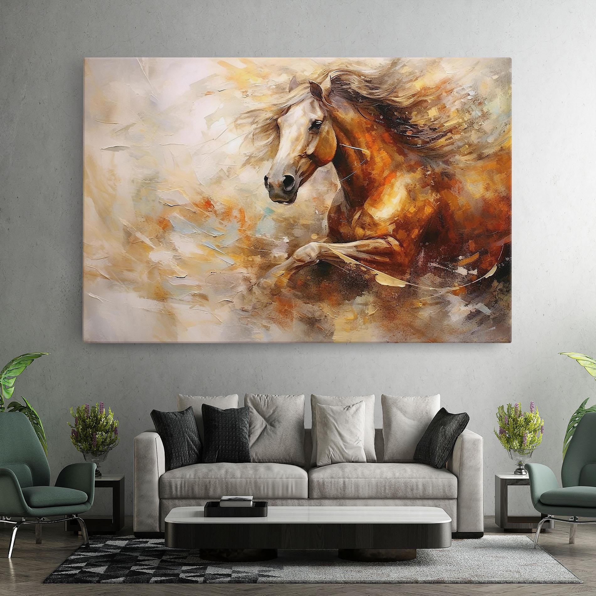 Leinwandbild Brown Horse Running mockup 7