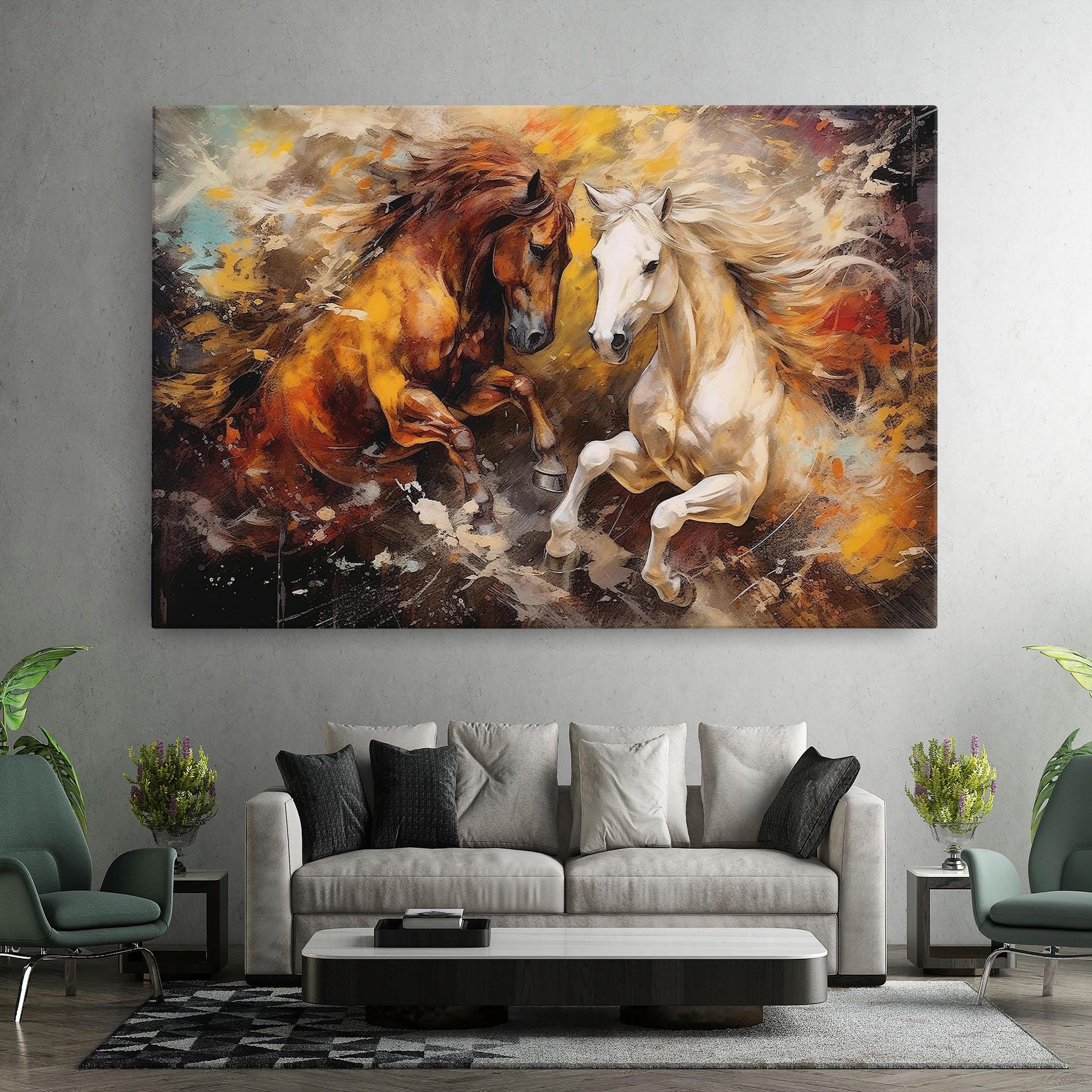 Leinwandbild Brown White Horses mockup 7