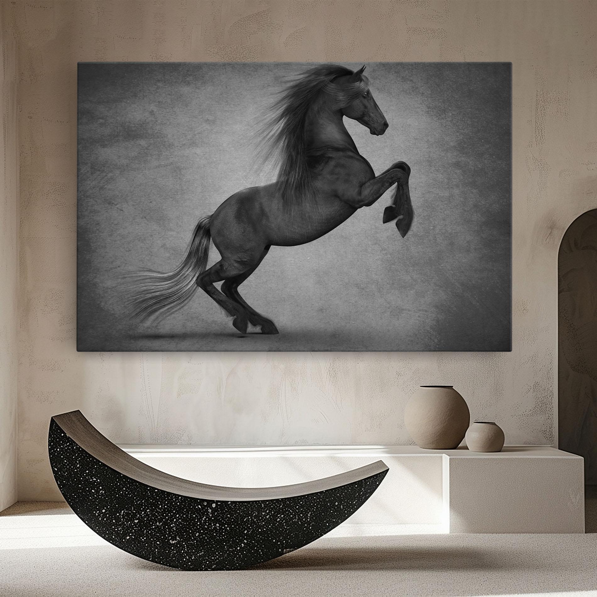 Leinwandbild Black Horse Jumping mockup 8