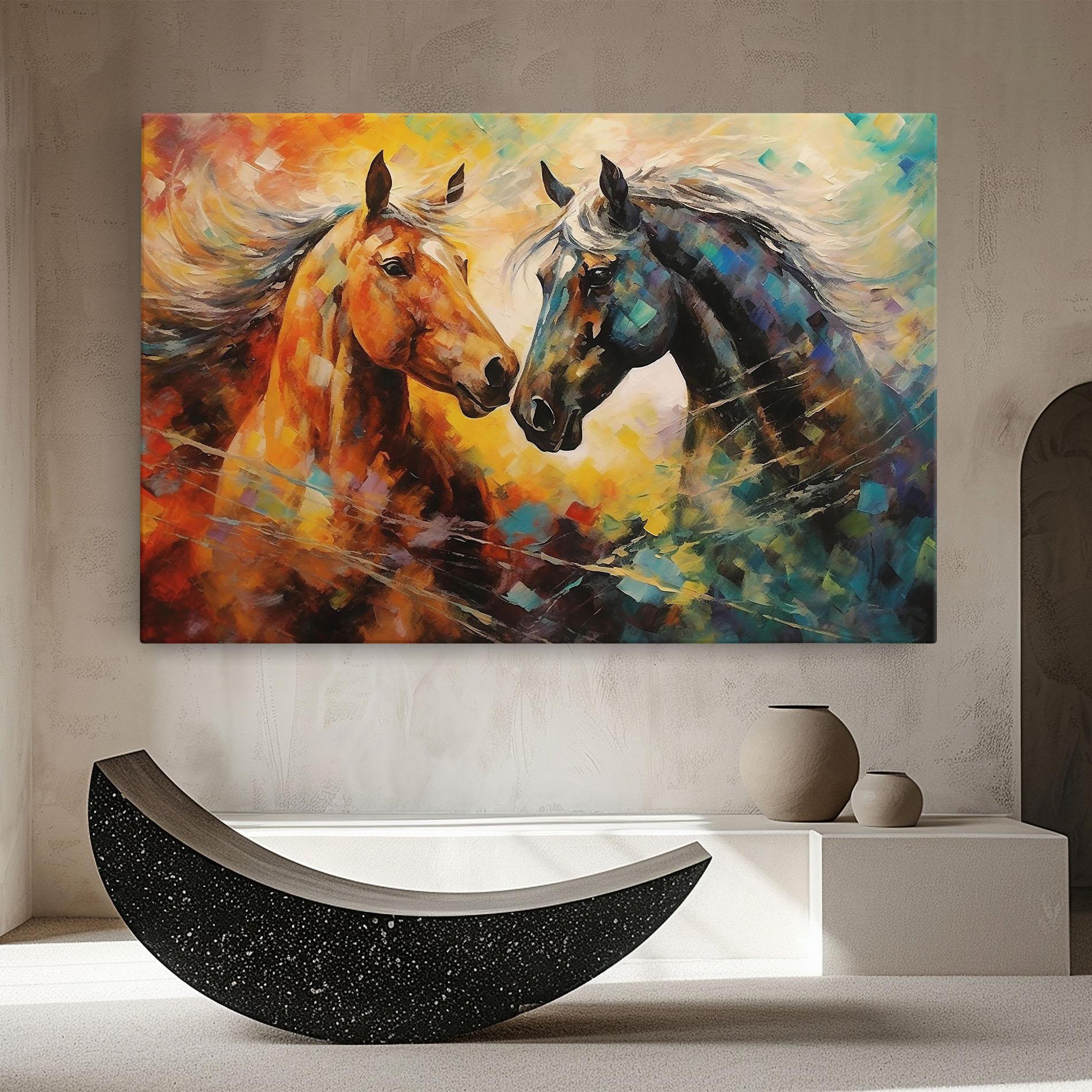Leinwandbild Brown Black Horses mockup 8