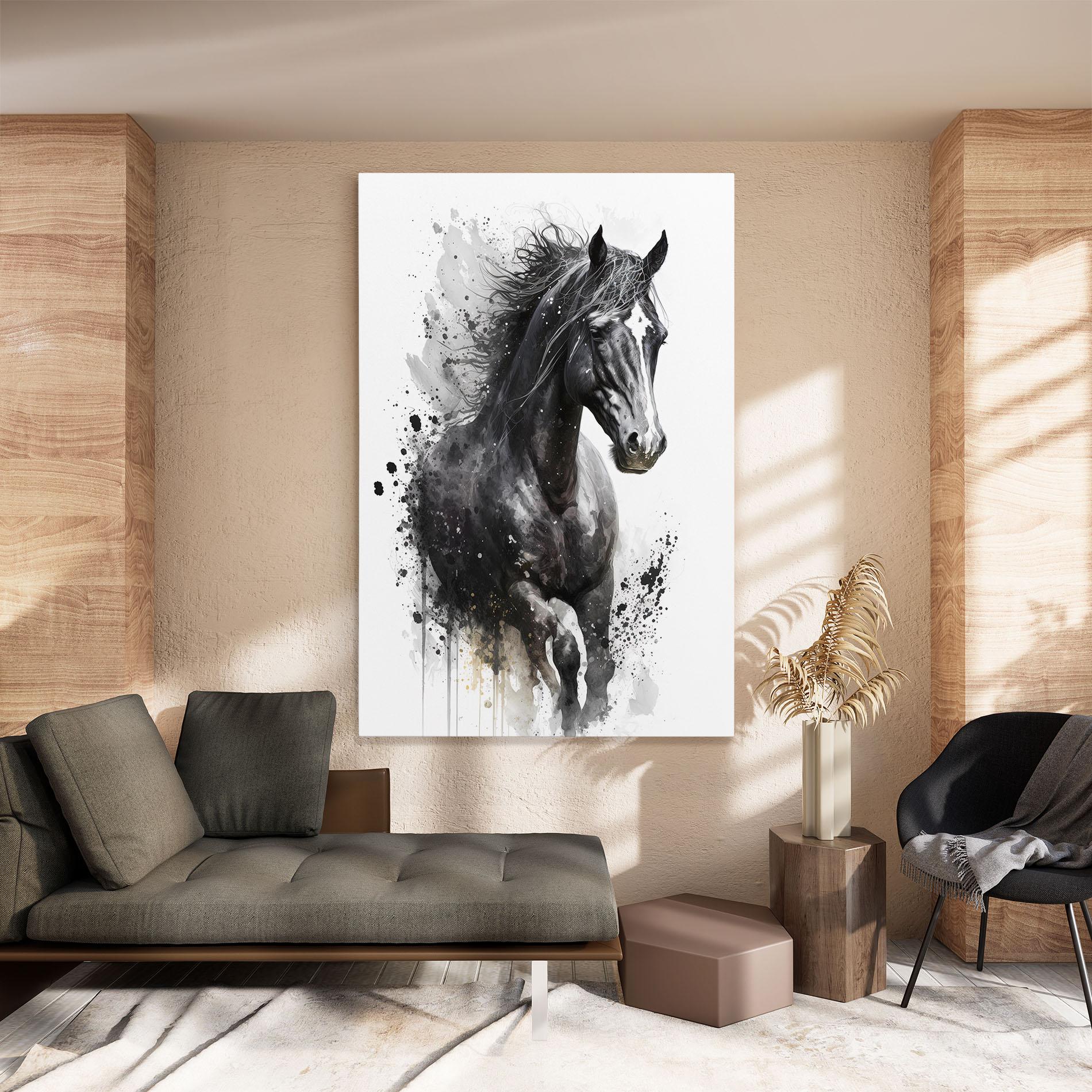 Leinwandbild Black Horse mockup 8