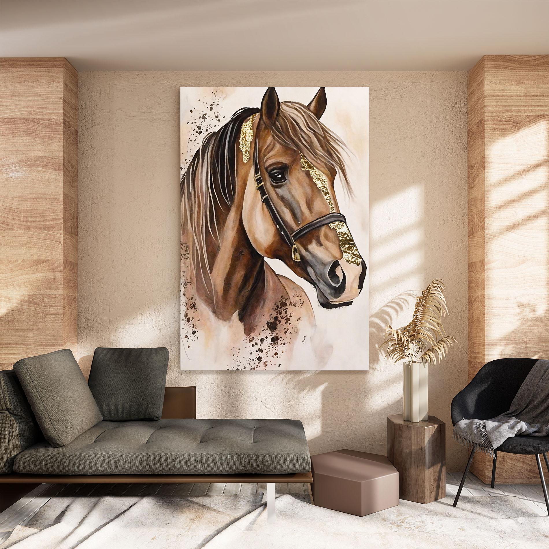 Leinwandbild Gold Horse Painting mockup 8