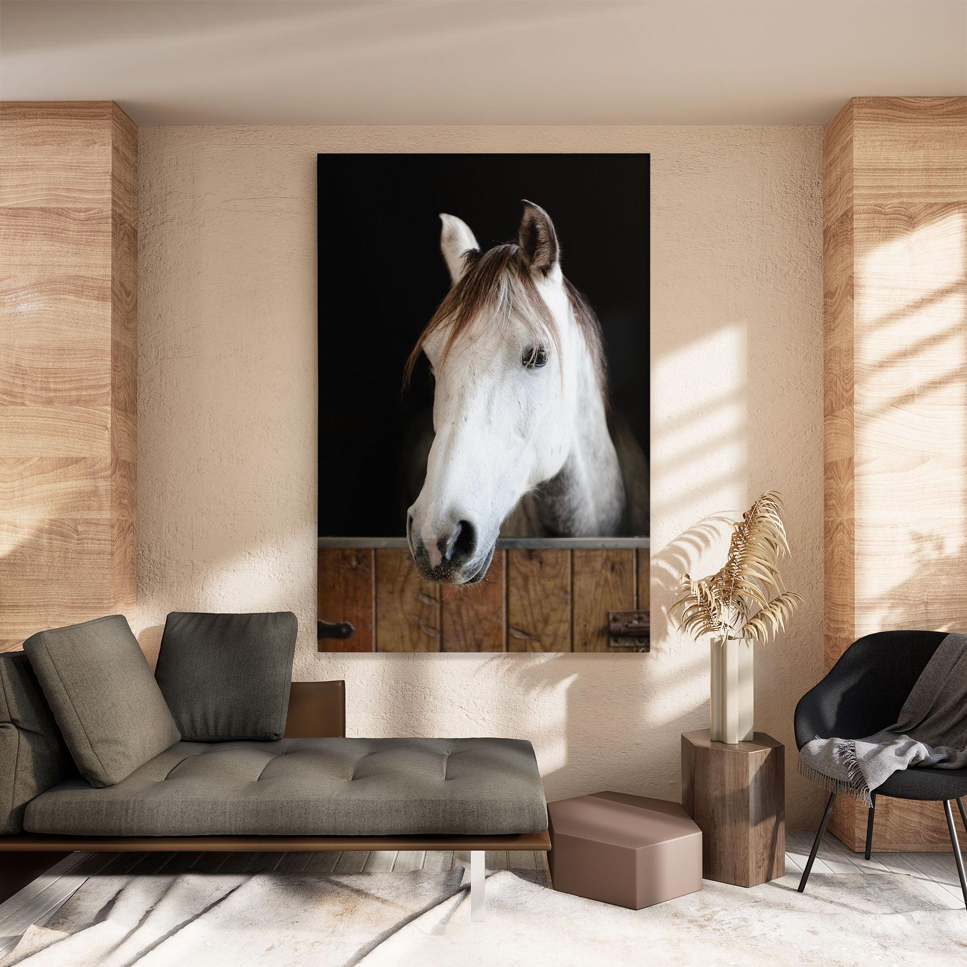Leinwandbild Grey Horse Head mockup 8