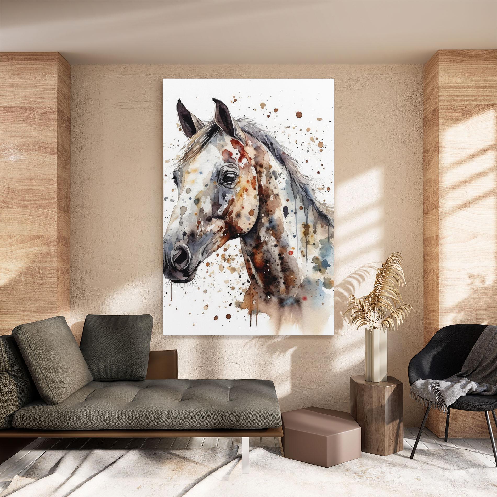 Leinwandbild Watercolor Horse mockup 8