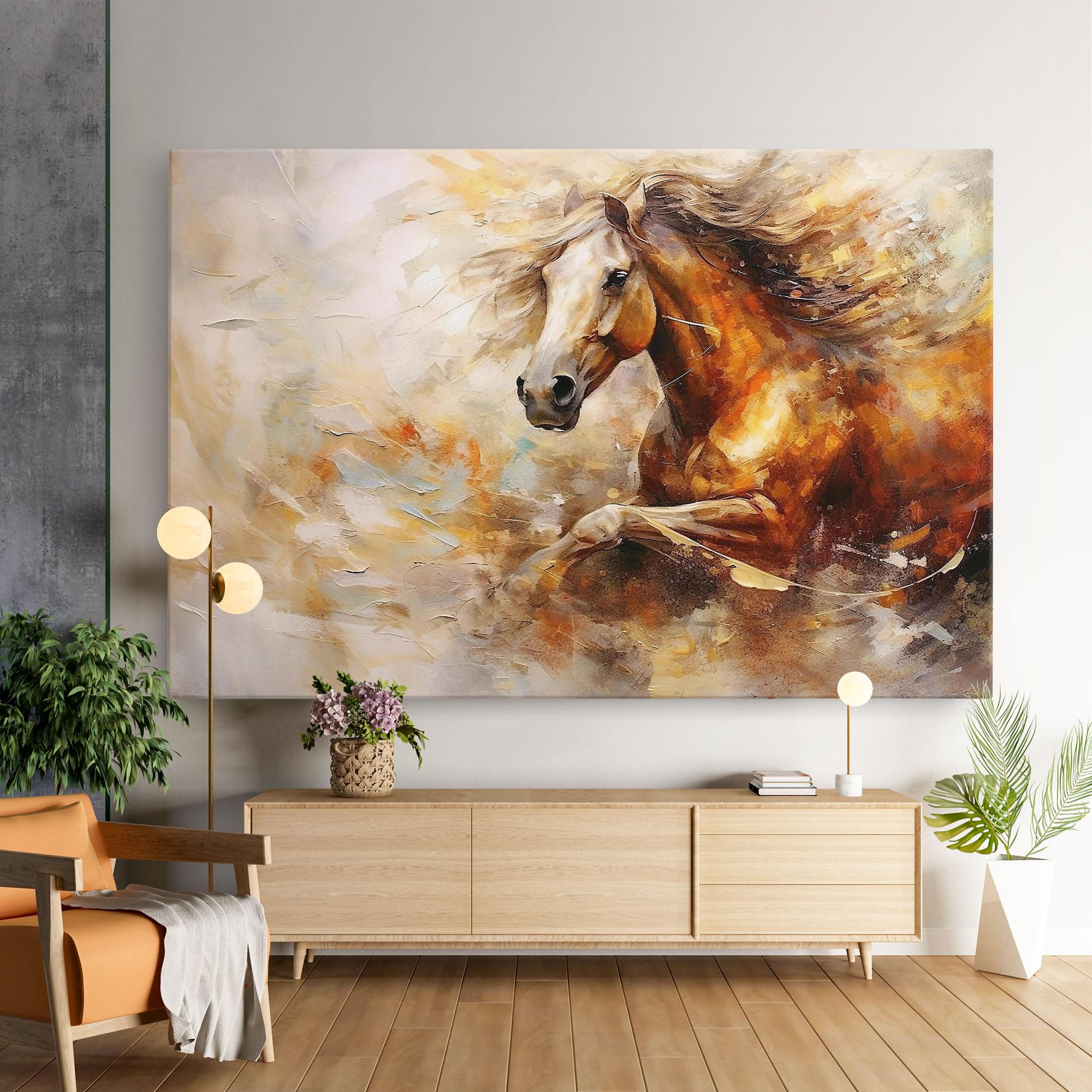 Leinwandbild Brown Horse Running mockup 9