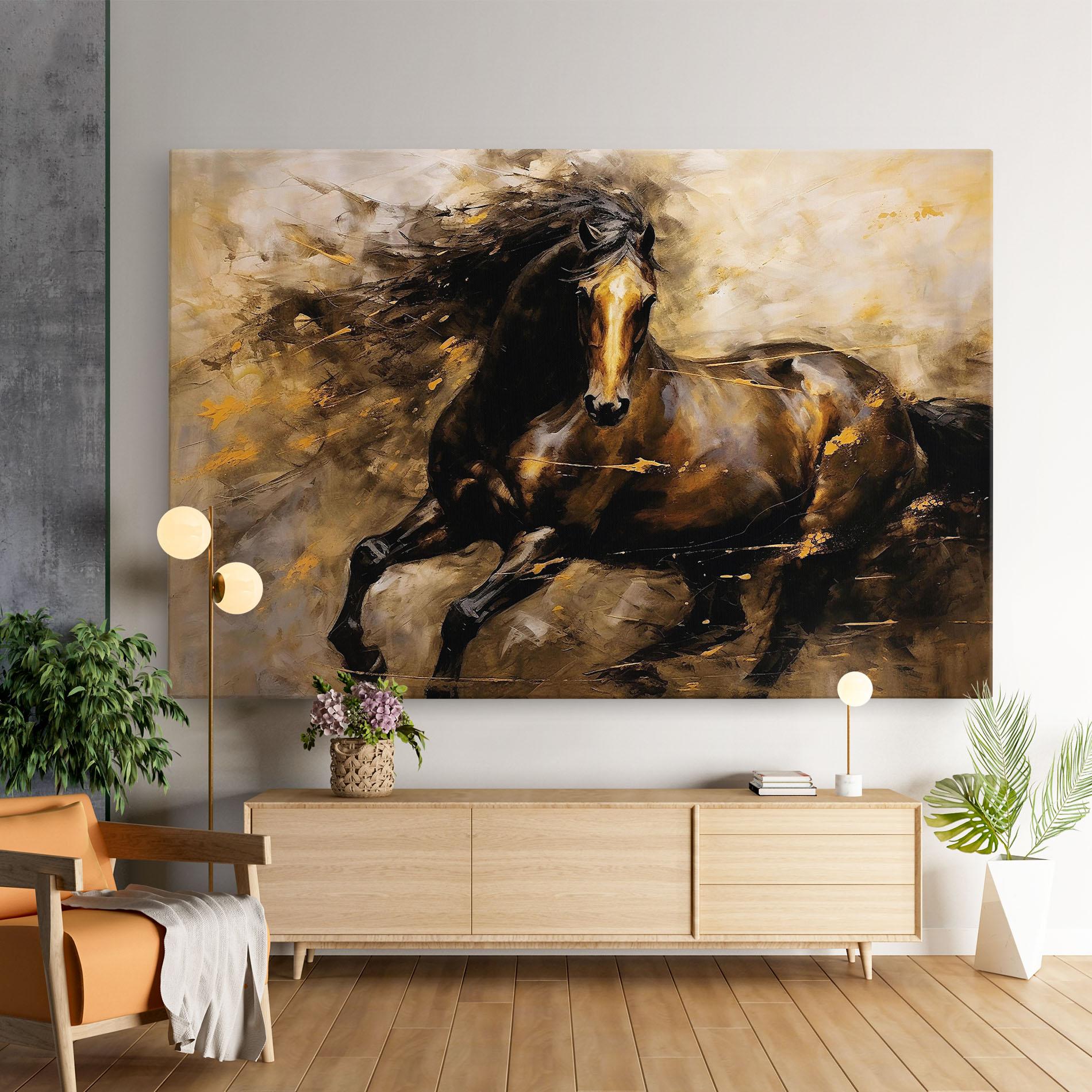 Leinwandbild Gold Brown Horse mockup 9
