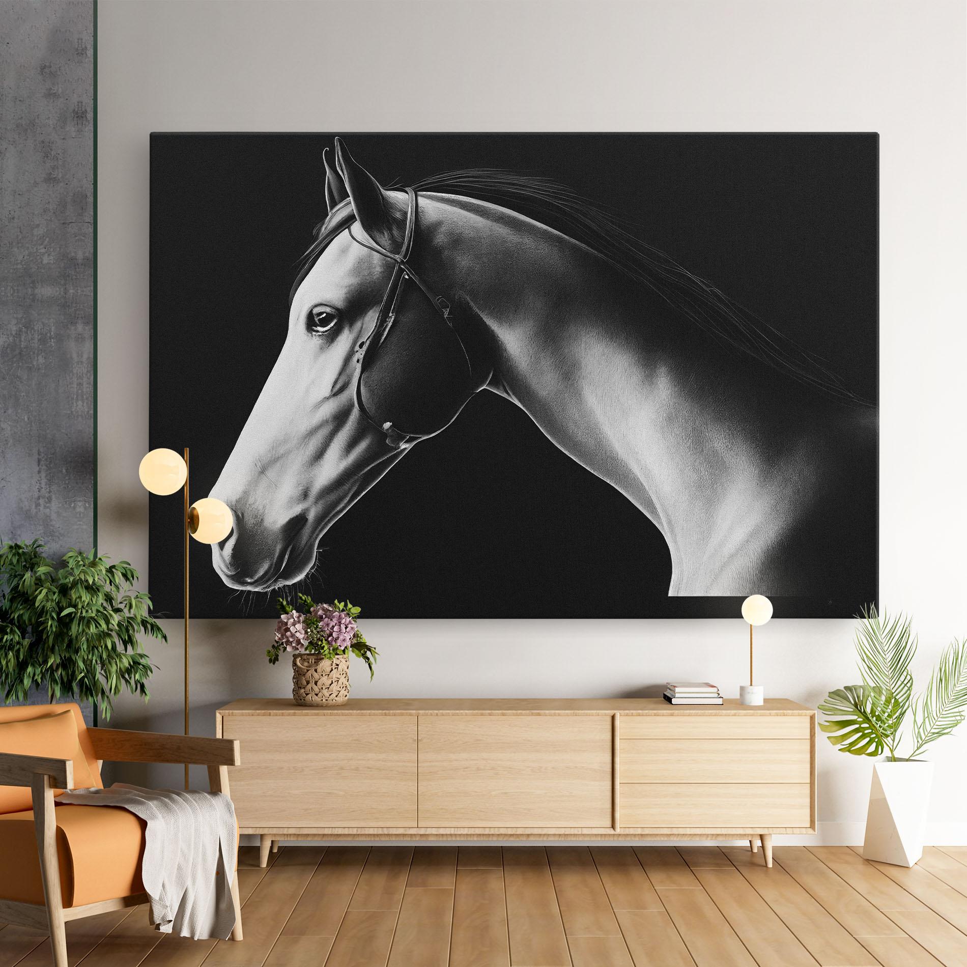 Leinwandbild Gray Horse Profile mockup 9