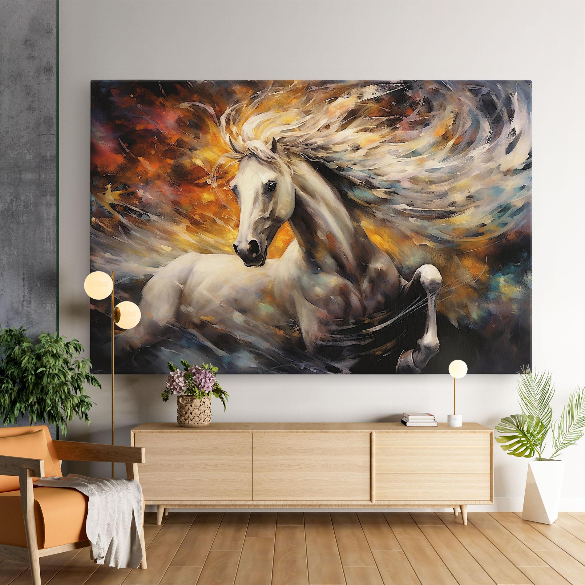 Leinwandbild White Horse Painting mockup 9