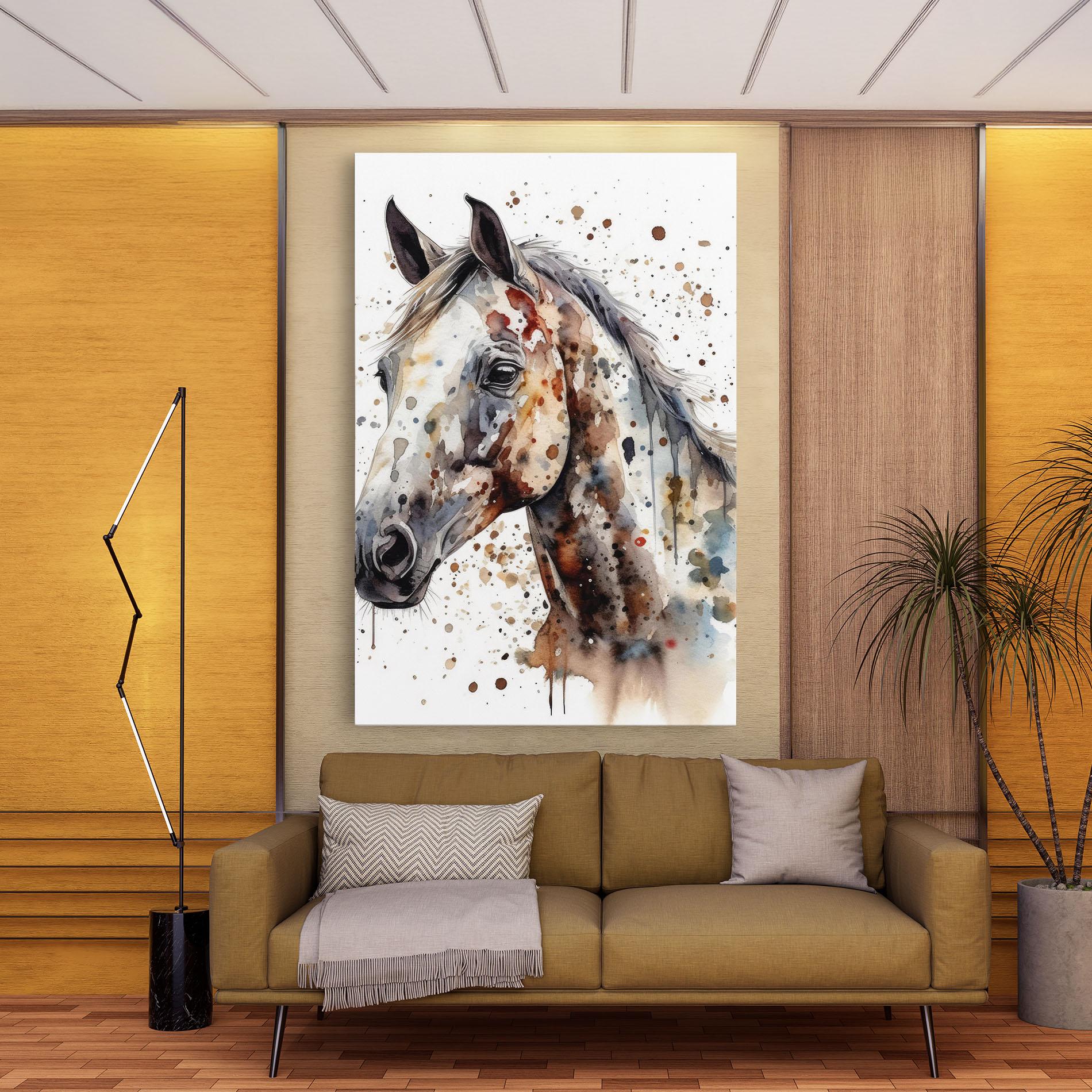 Leinwandbild Watercolor Horse mockup 9