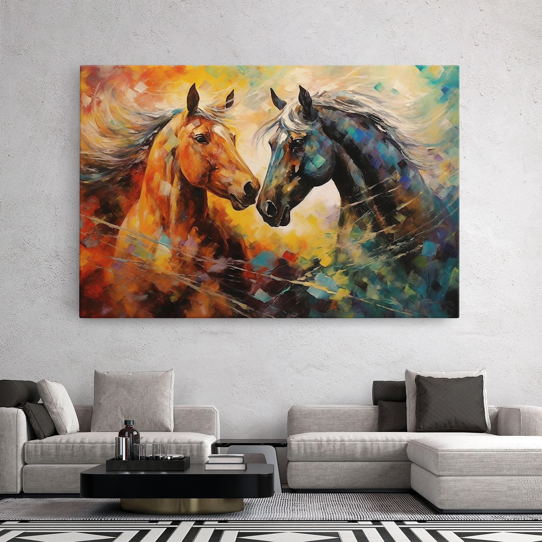Leinwandbild Brown Black Horses mockup 2