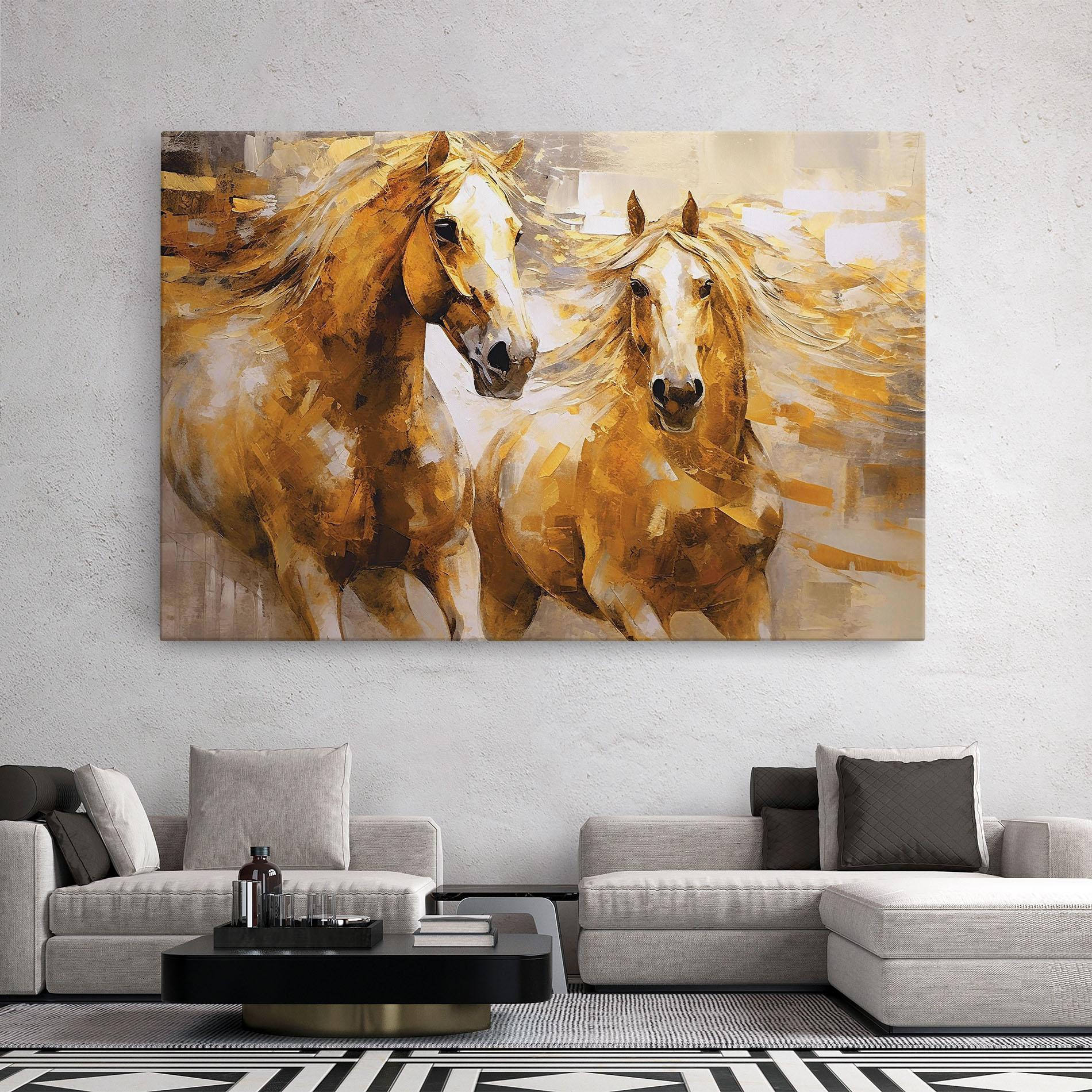 Leinwandbild Golden Brown Horses mockup 2