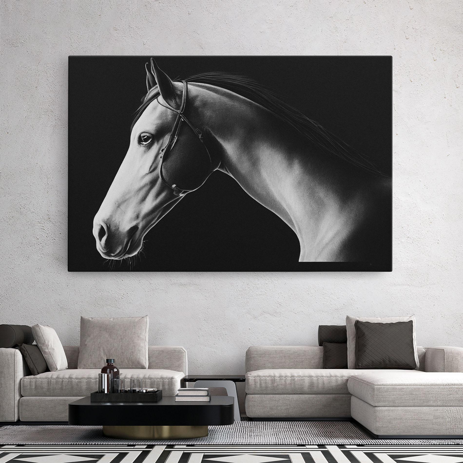 Leinwandbild Gray Horse Profile mockup 2