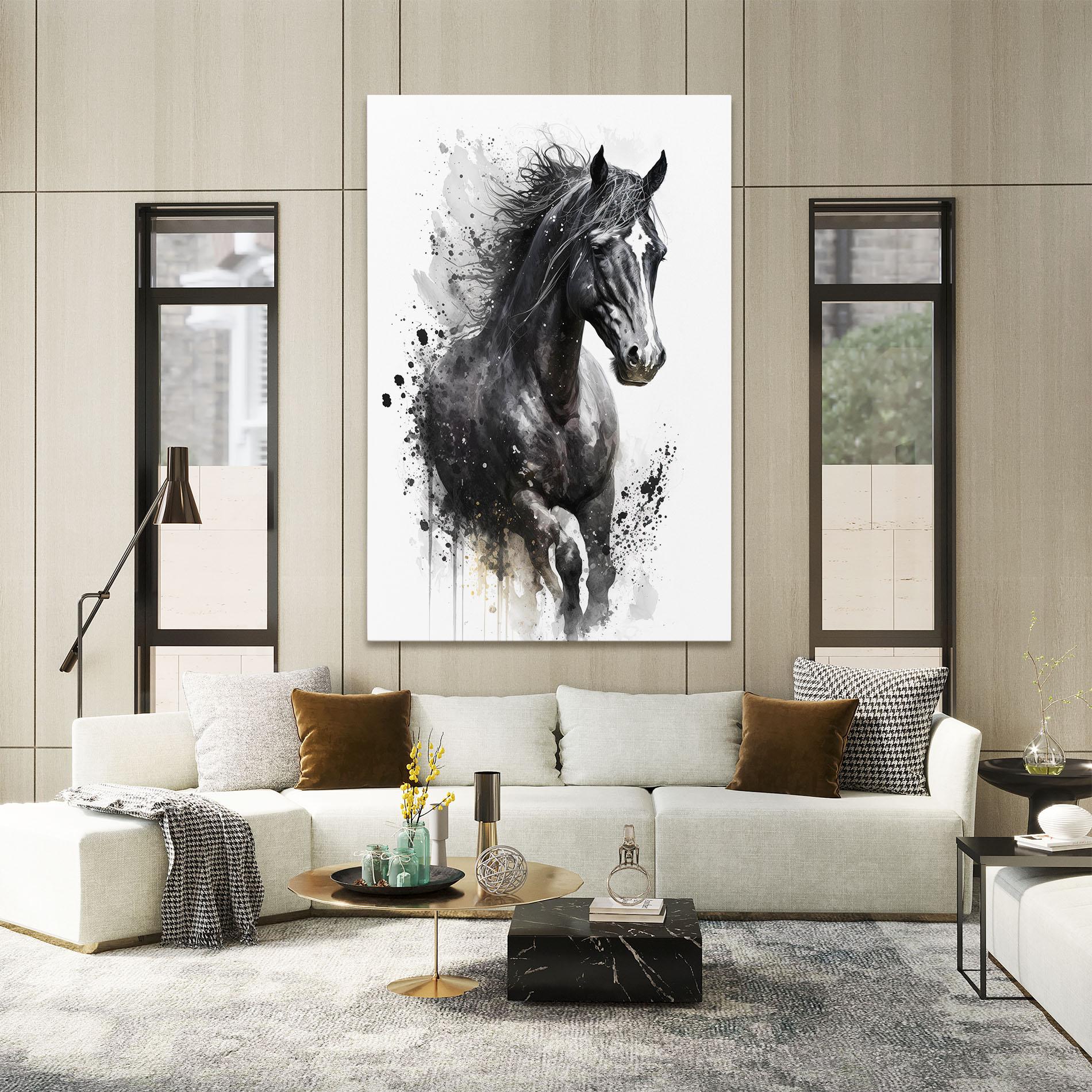 Leinwandbild Black Horse mockup 2