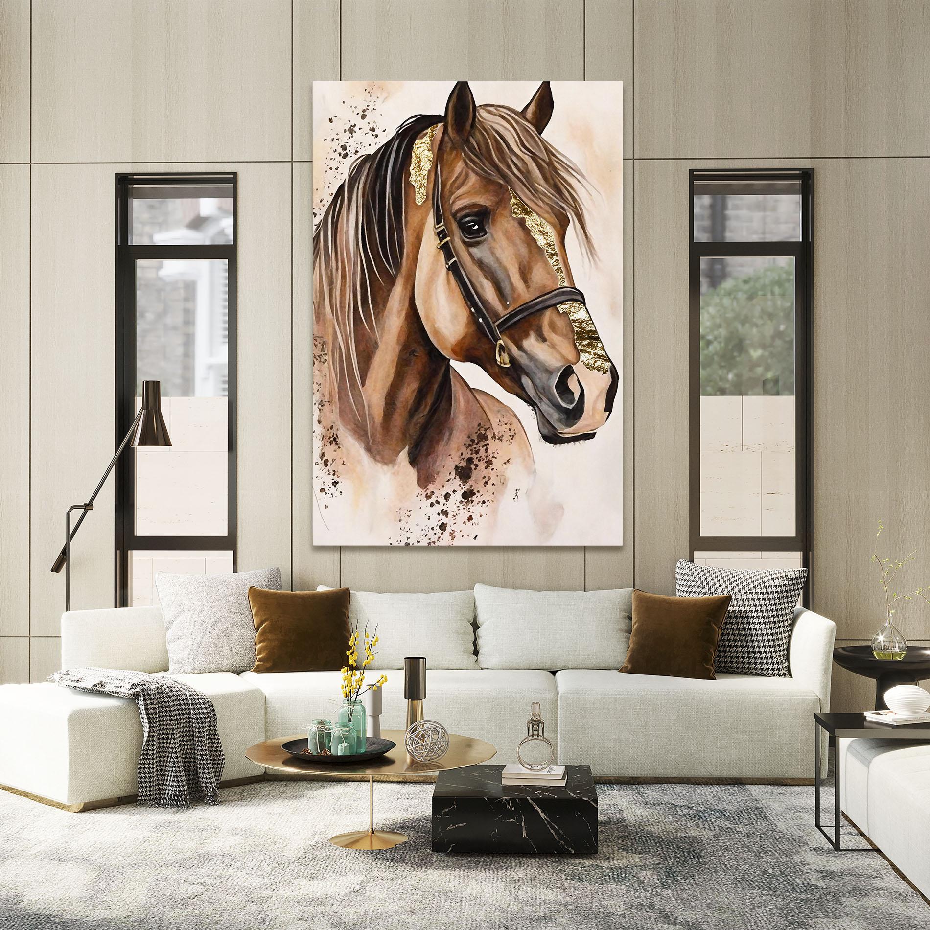 Leinwandbild Gold Horse Painting mockup 2