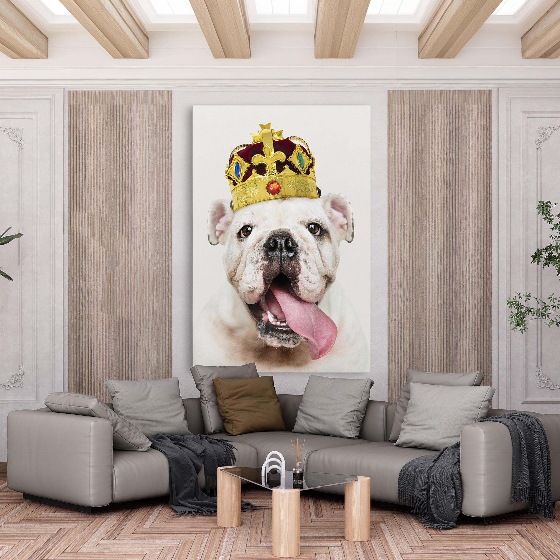 Leinwandbild Bulldog Wearing Crown mockup 6