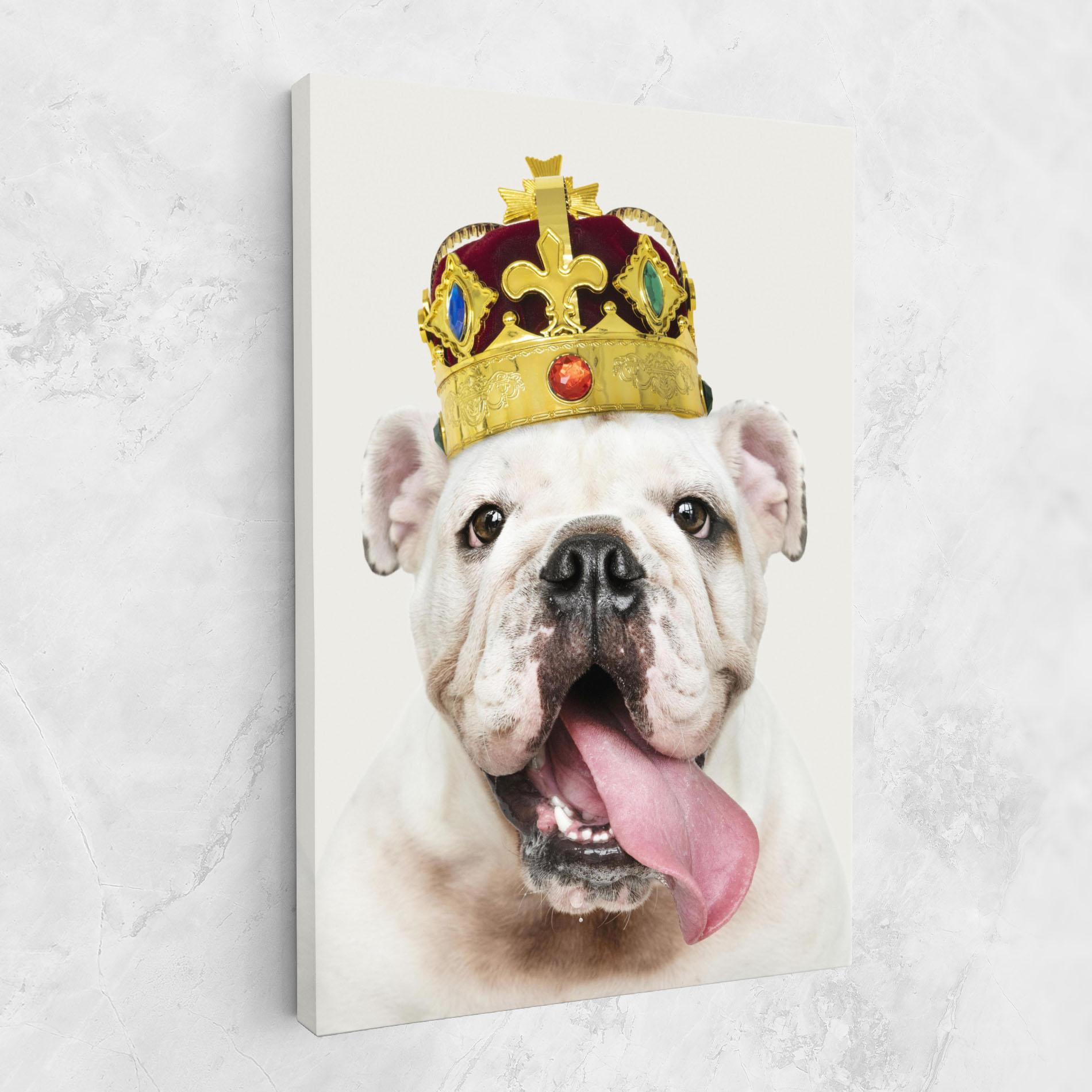 Leinwandbild Bulldog Wearing Crown mockup 1