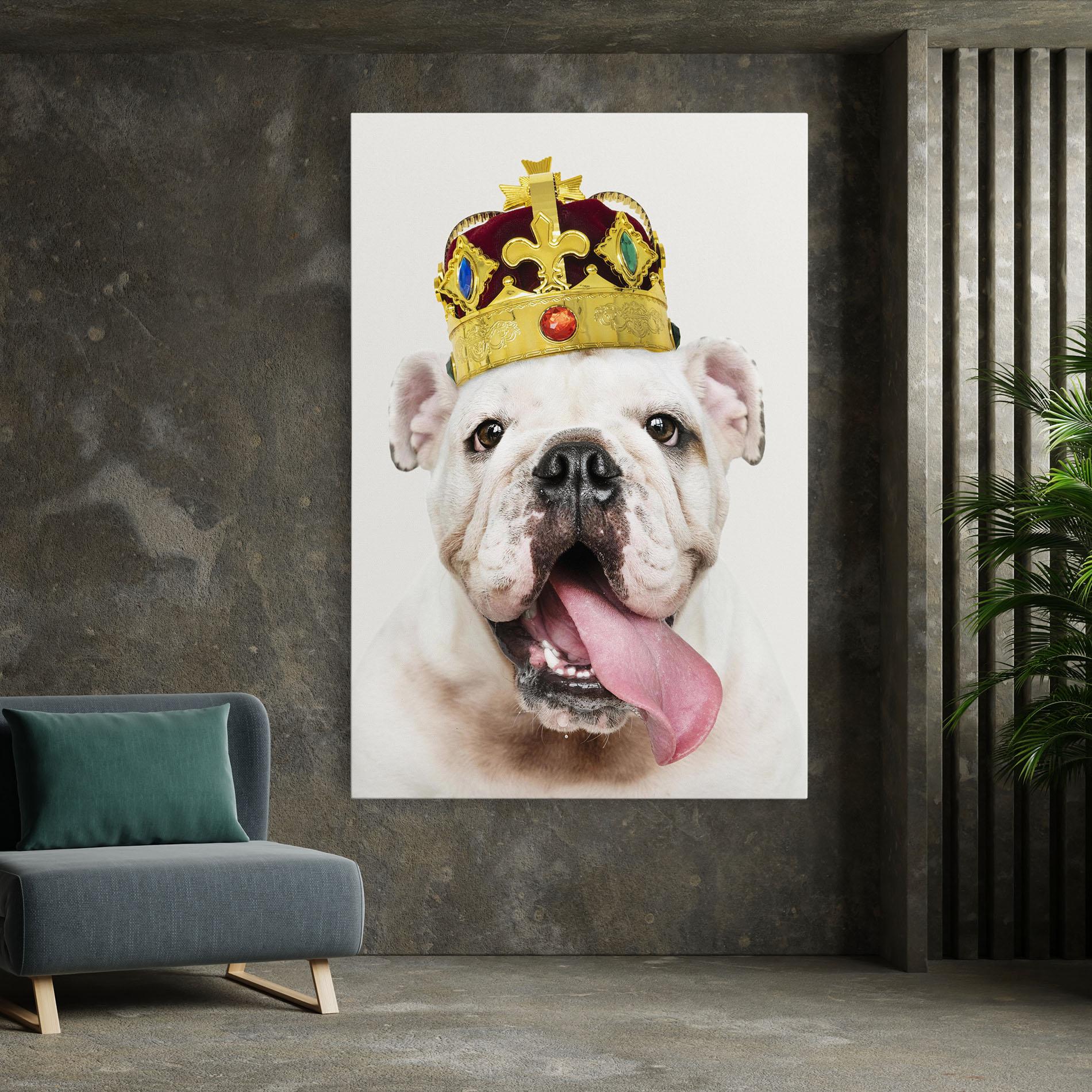 Leinwandbild Bulldog Wearing Crown mockup 7