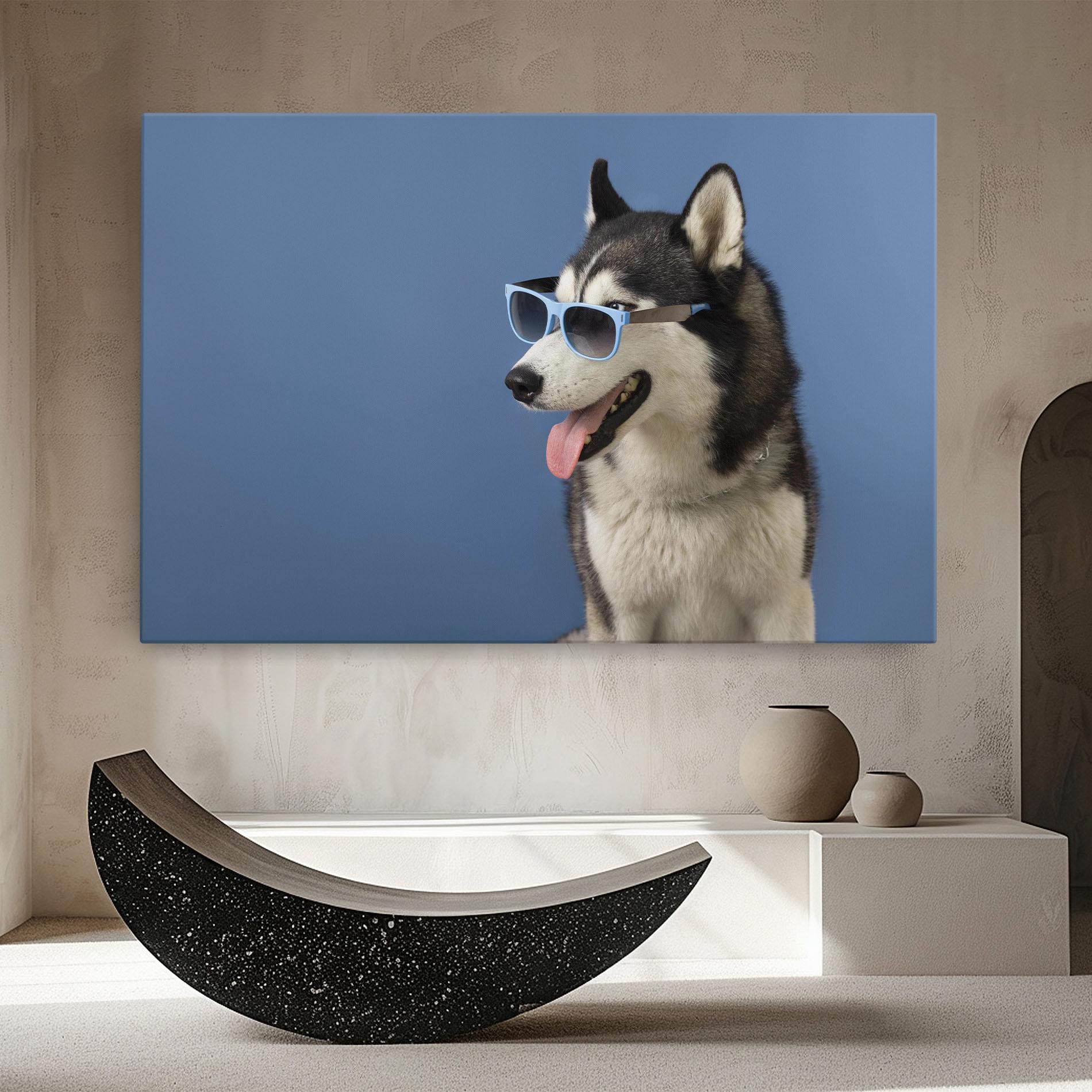 Leinwandbild Blue Glasses Dog mockup 8