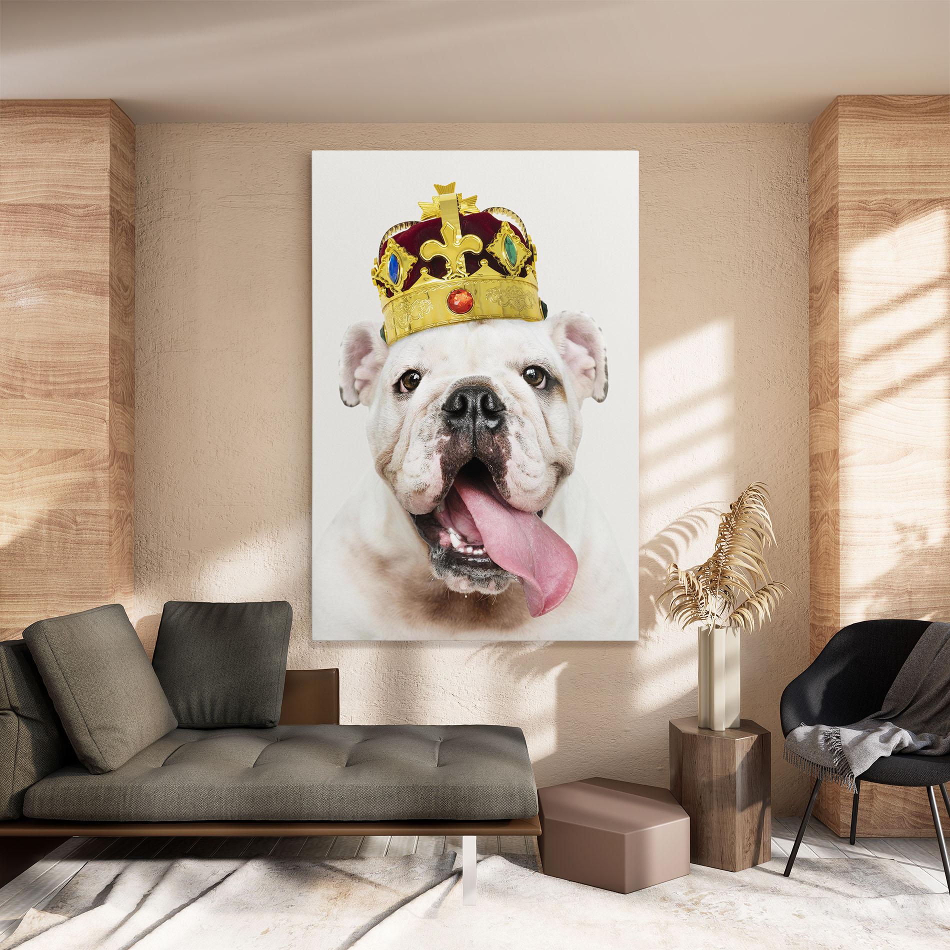 Leinwandbild Bulldog Wearing Crown mockup 8
