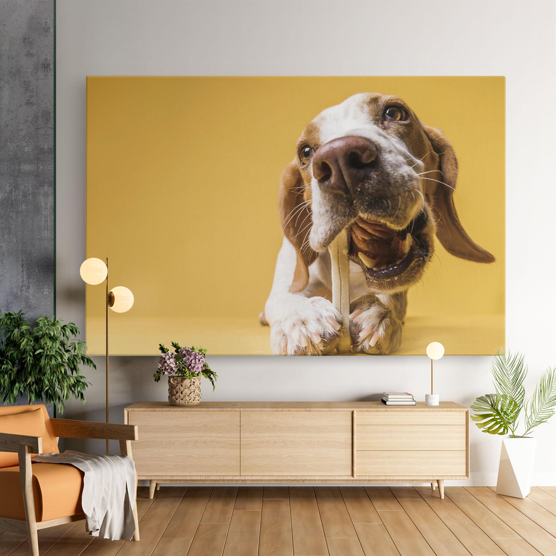 Leinwandbild Dog Eating Bone mockup 9