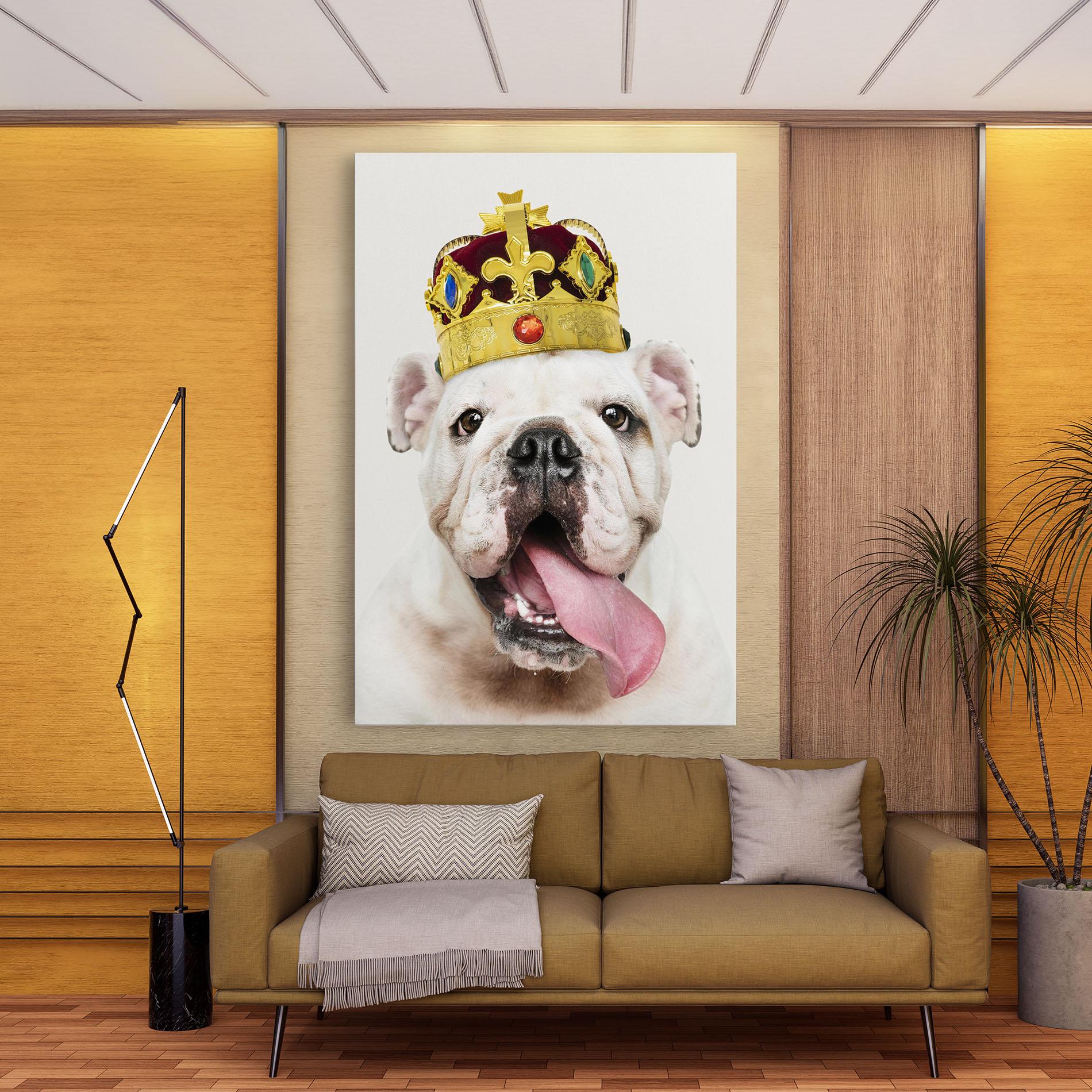 Leinwandbild Bulldog Wearing Crown mockup 9