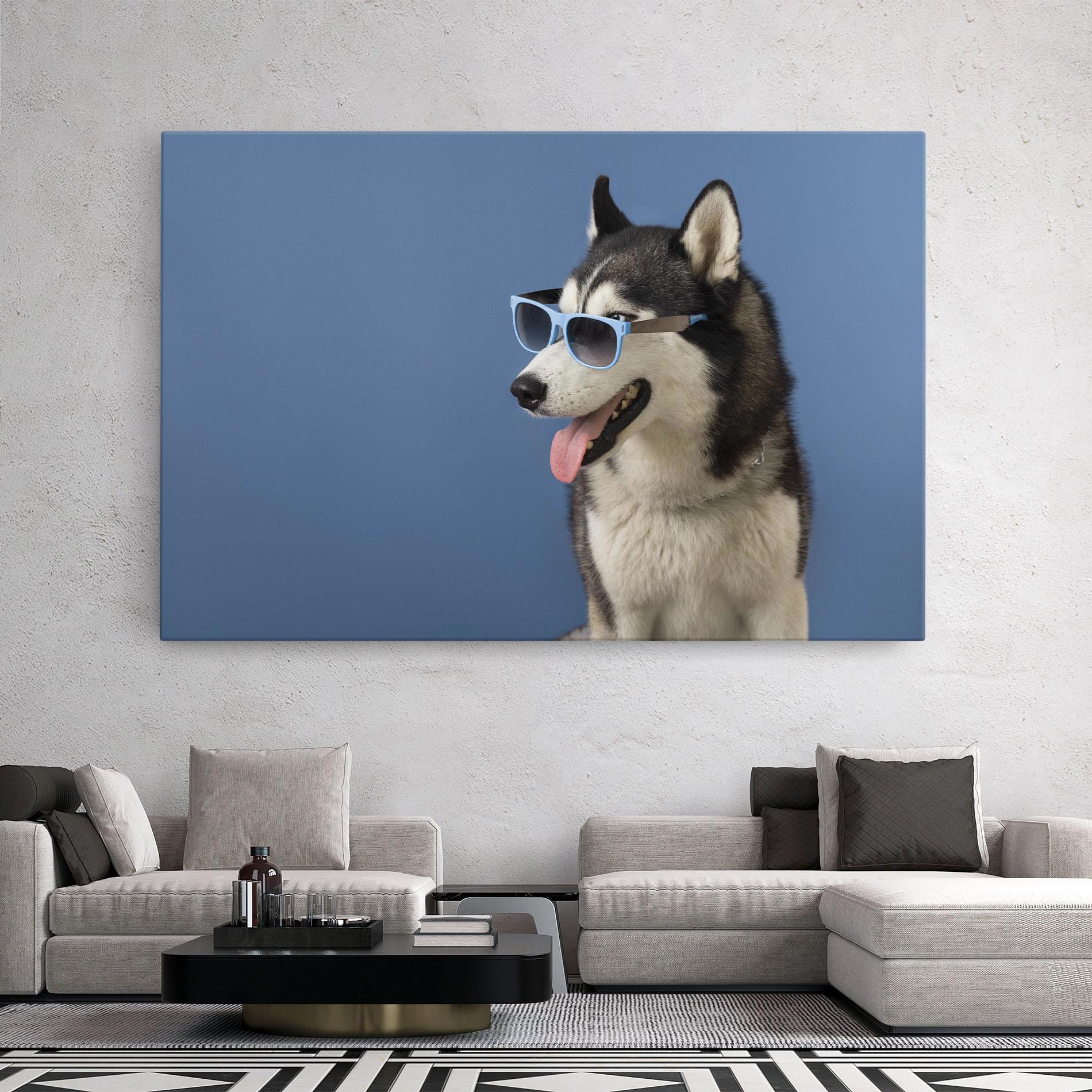 Leinwandbild Blue Glasses Dog mockup 2