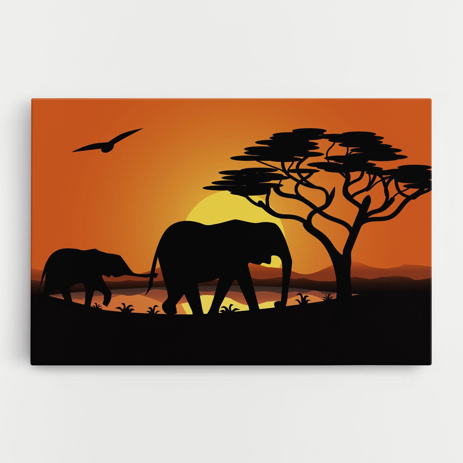 Leinwandbild Elephant Sunset mockup 0