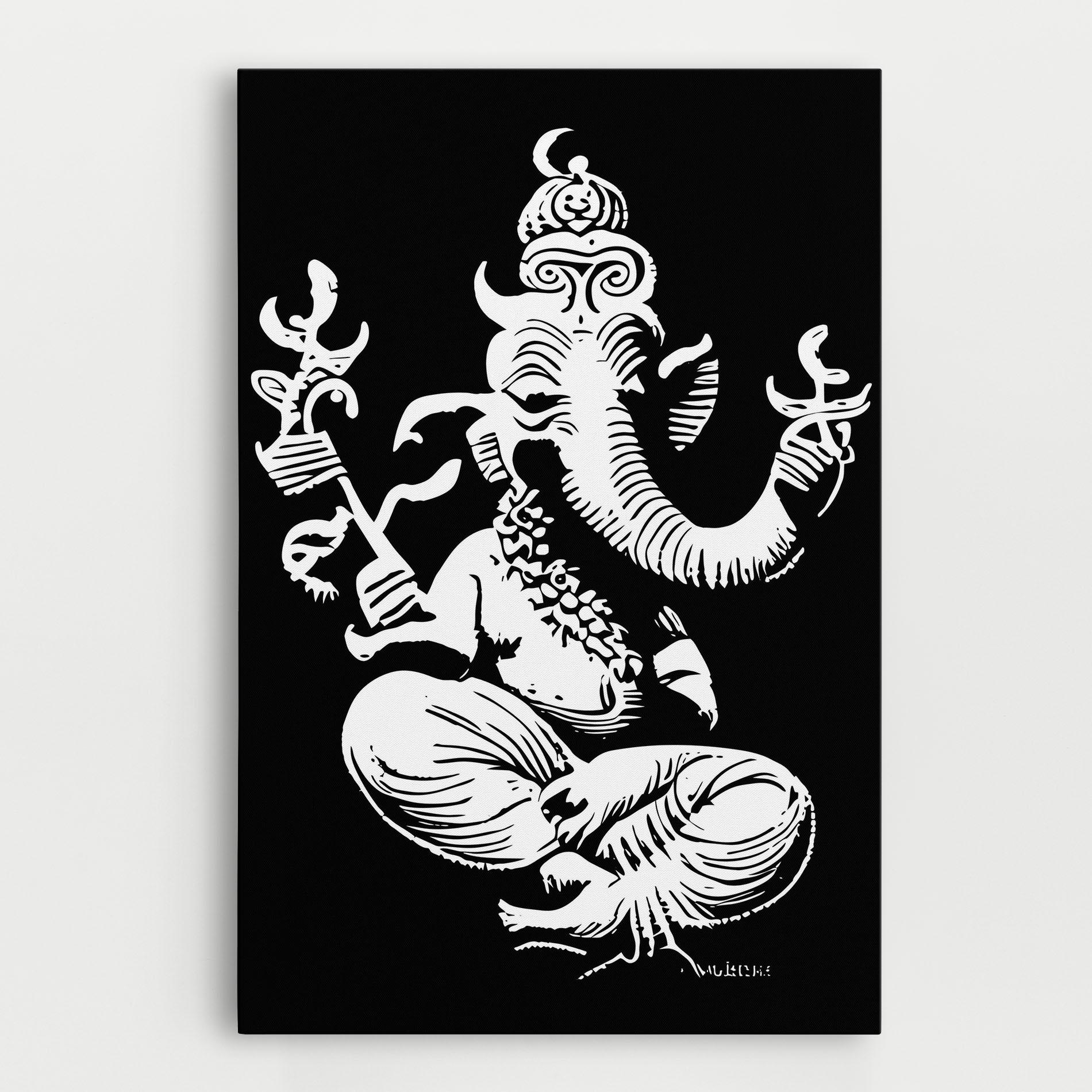 Leinwandbild Black And White Ganesha mockup 0
