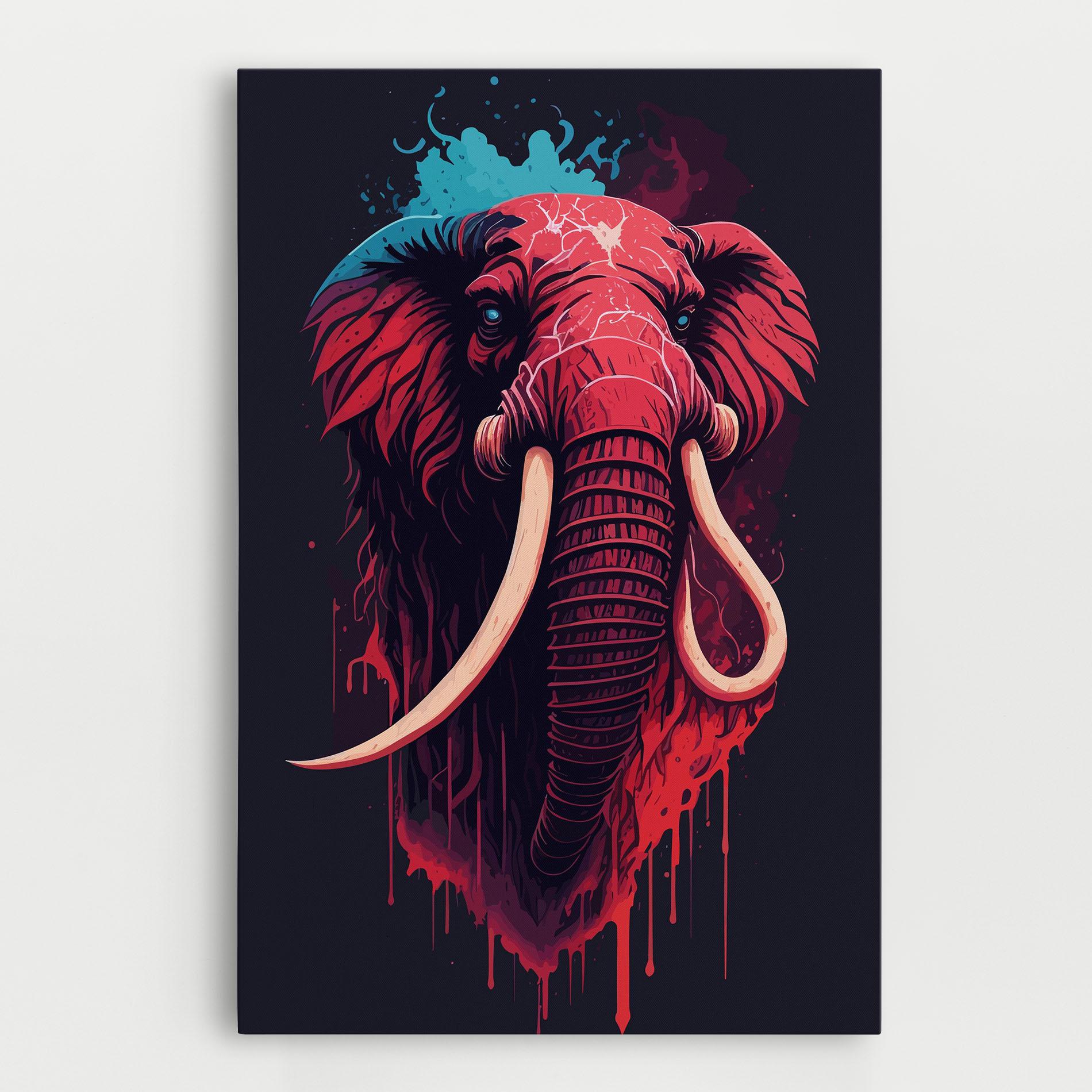 Leinwandbild Blue Red Elephant mockup 0