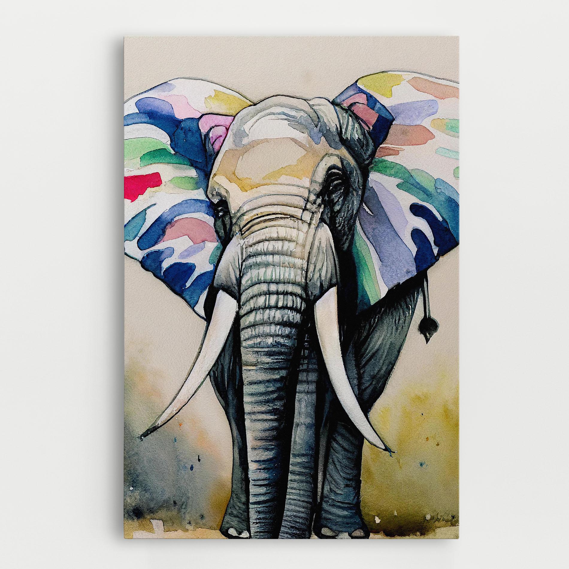 Leinwandbild Watercolor Elephant Art mockup 0