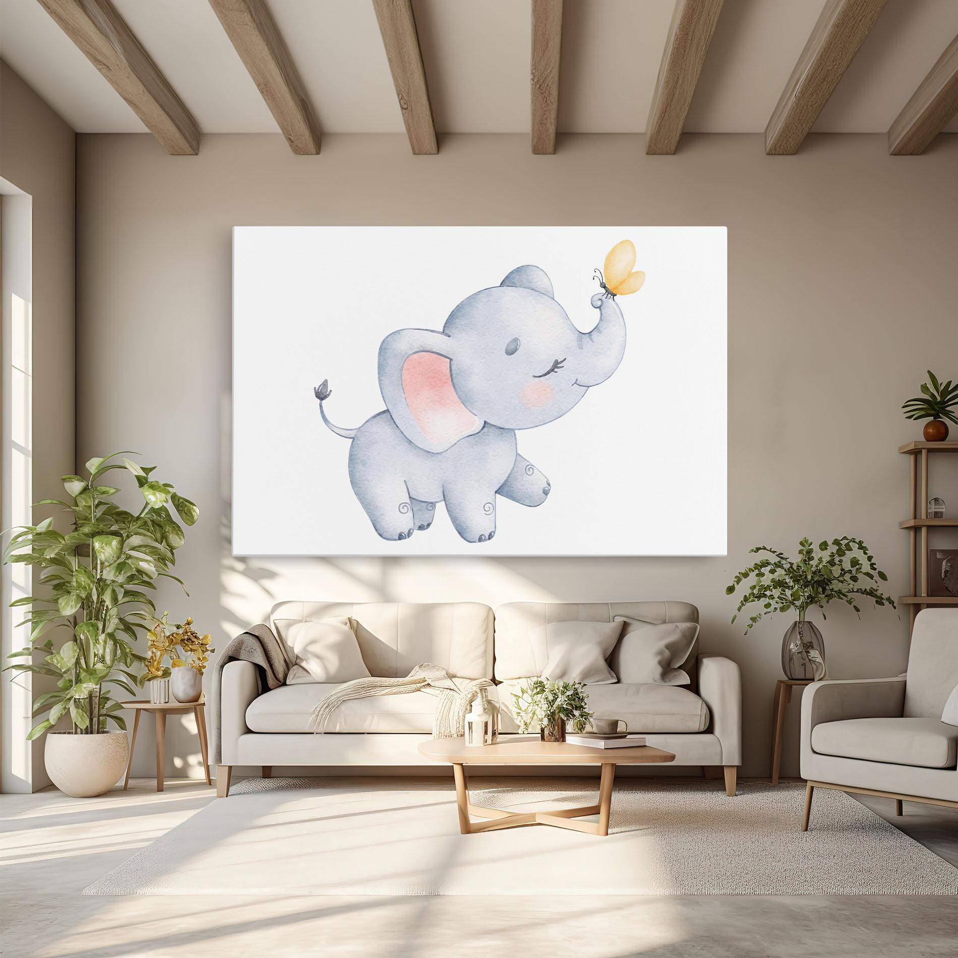 Leinwandbild Elephant Butterfly mockup 6