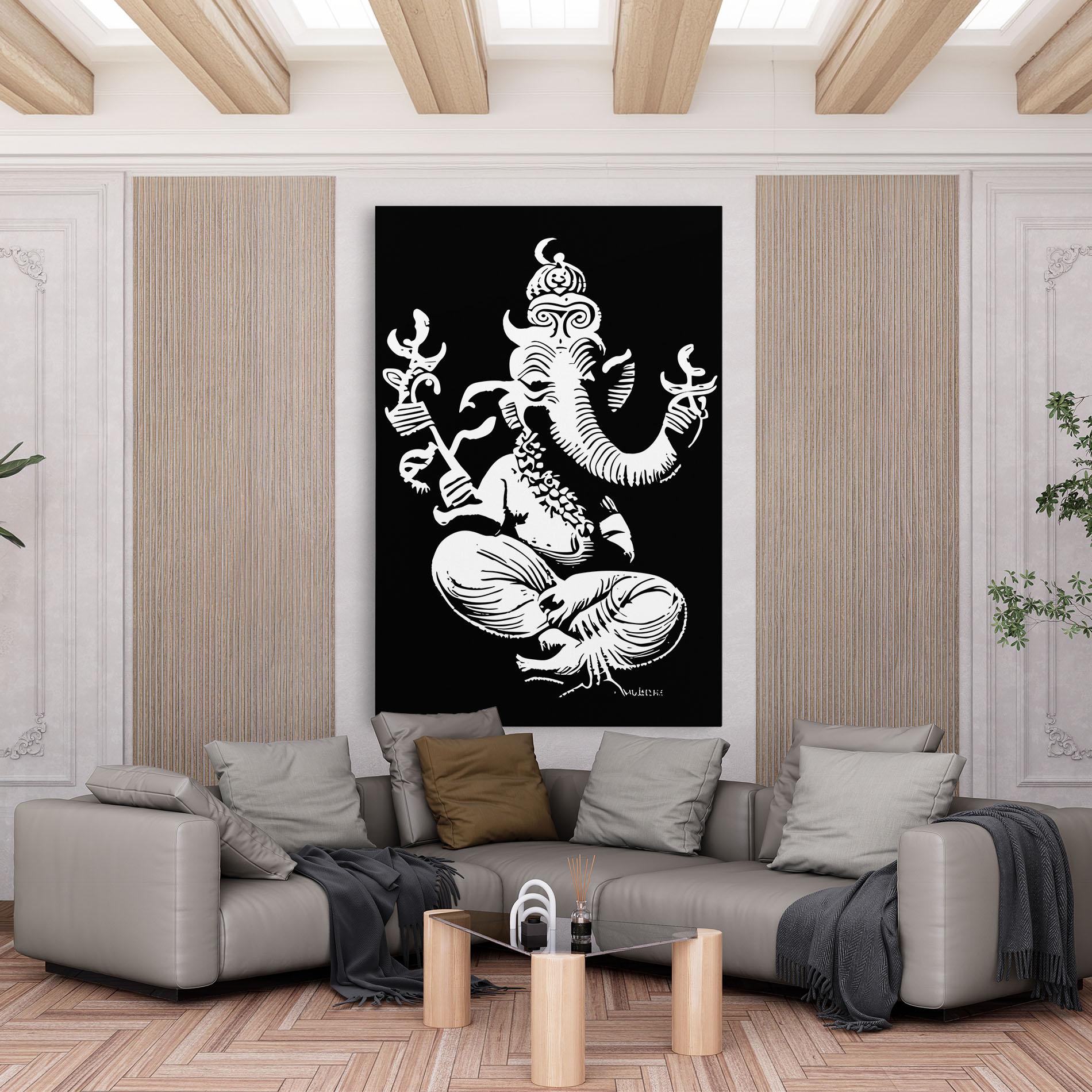 Leinwandbild Black And White Ganesha mockup 6