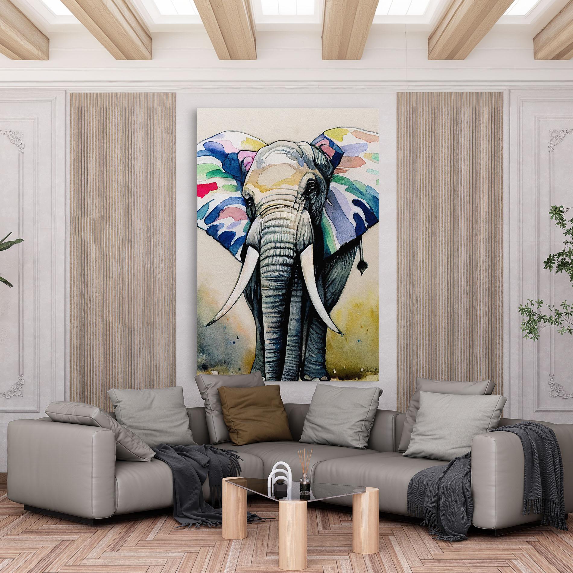 Leinwandbild Watercolor Elephant Art mockup 6