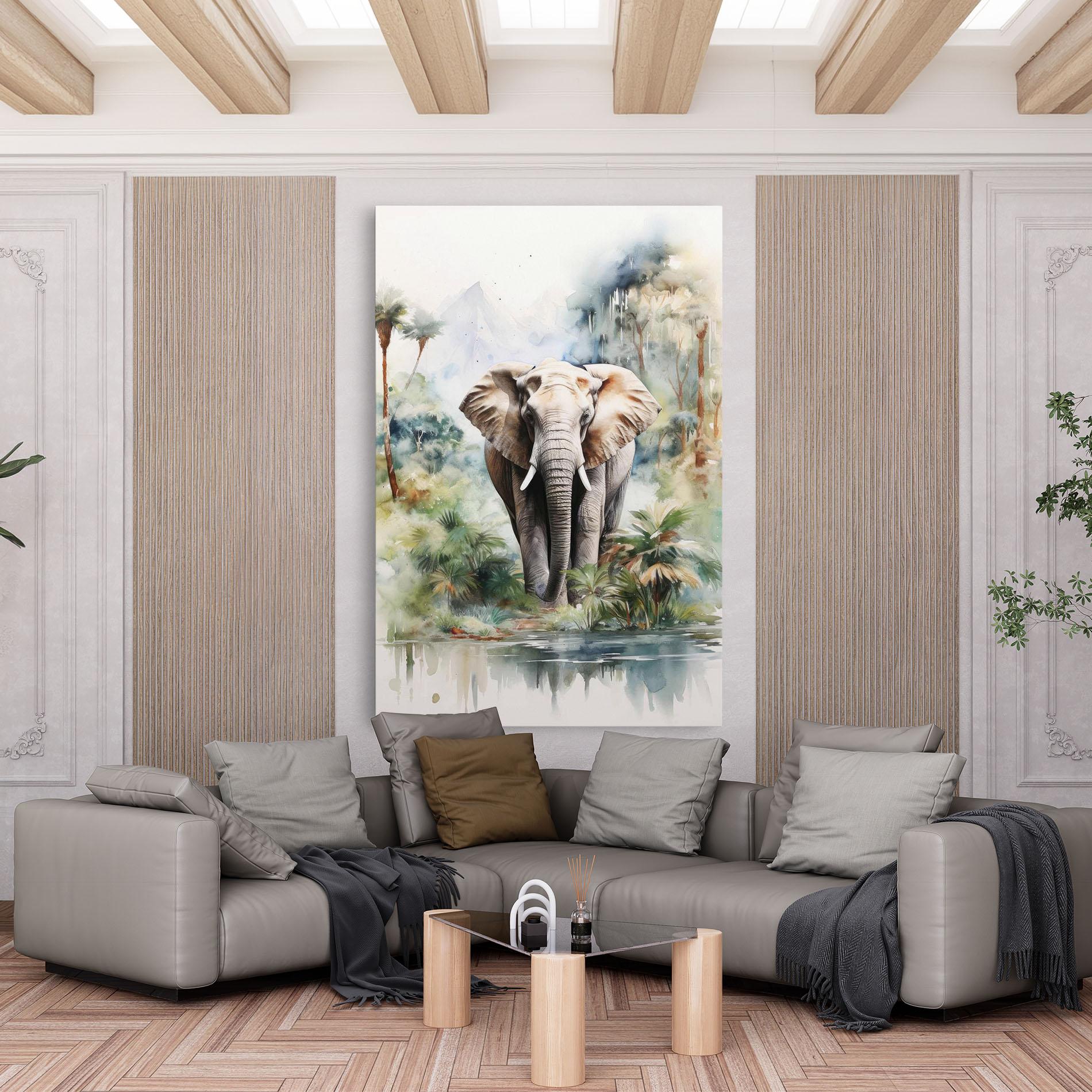 Leinwandbild Wild Watercolor Elephant mockup 6