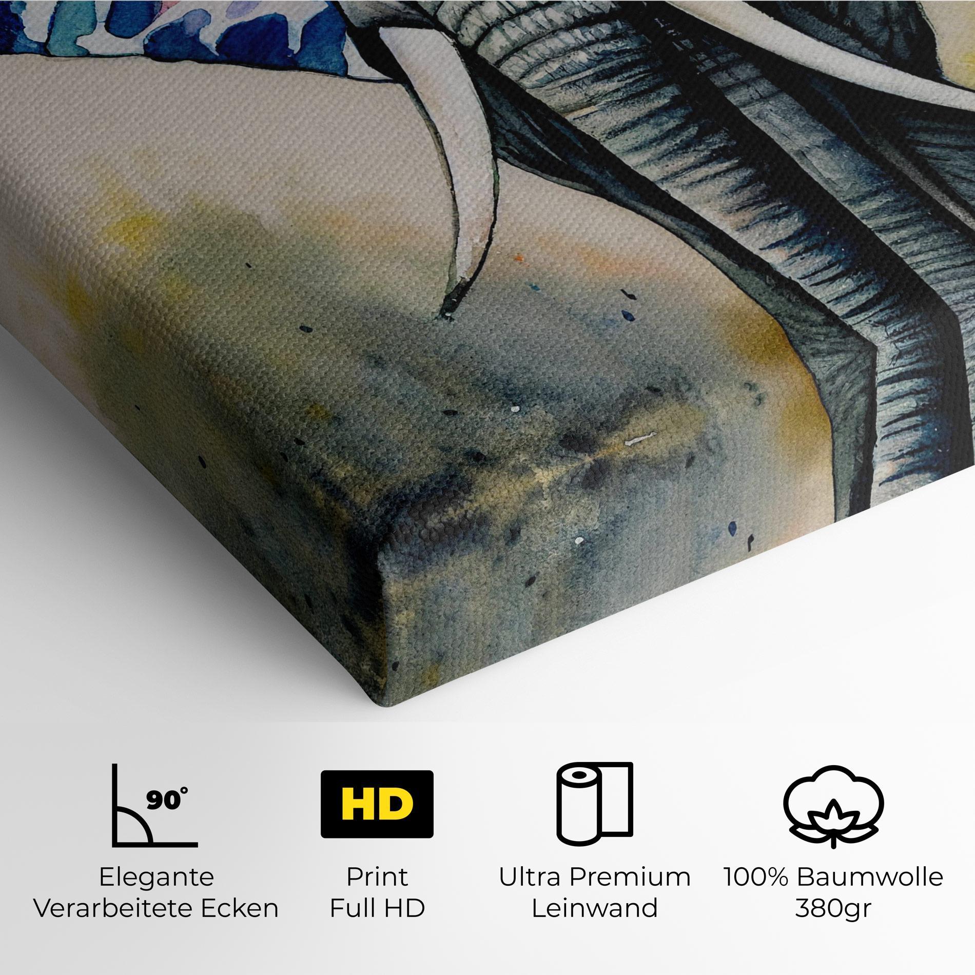 Leinwandbild Watercolor Elephant Art mockup 4