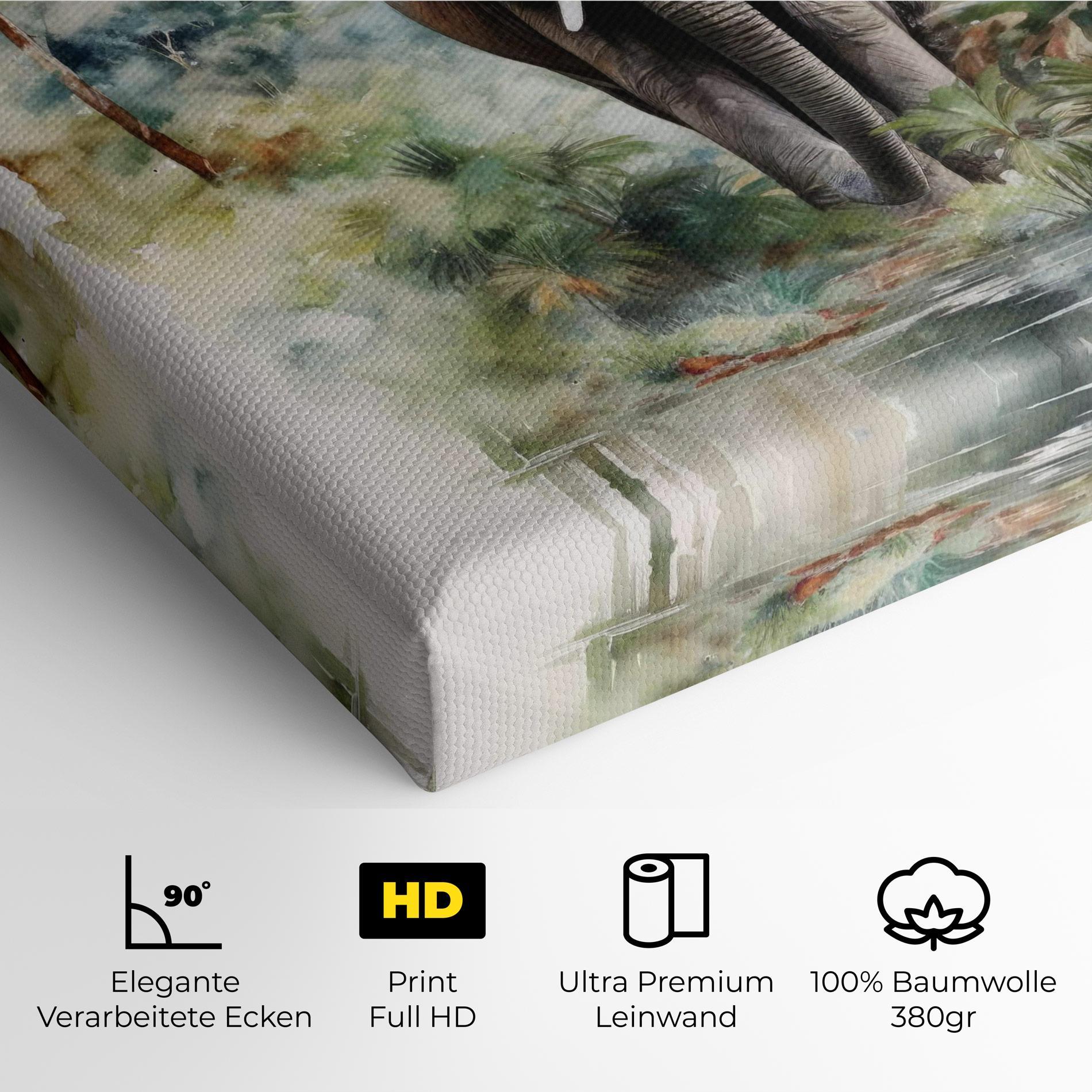 Leinwandbild Wild Watercolor Elephant mockup 4