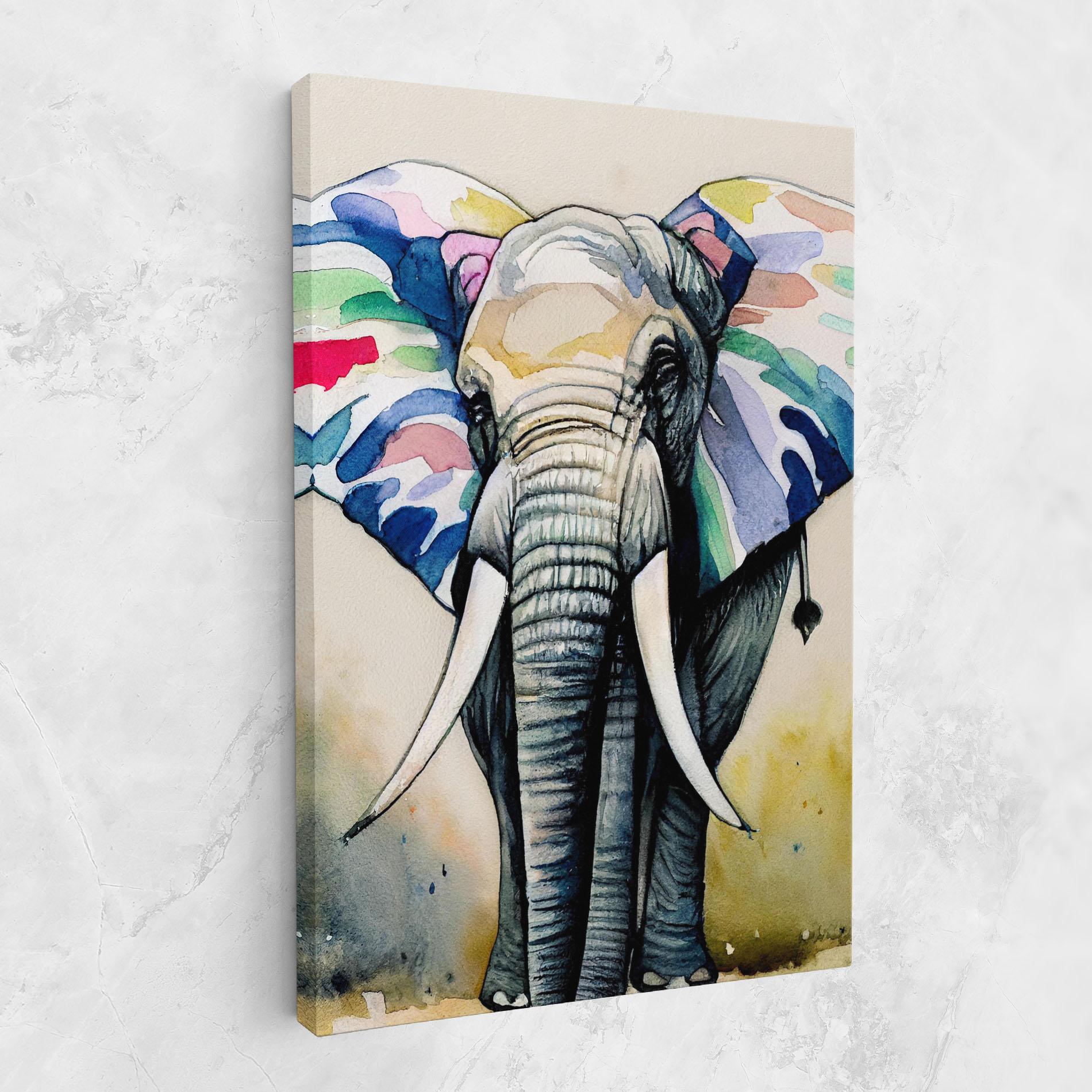 Leinwandbild Watercolor Elephant Art mockup 1