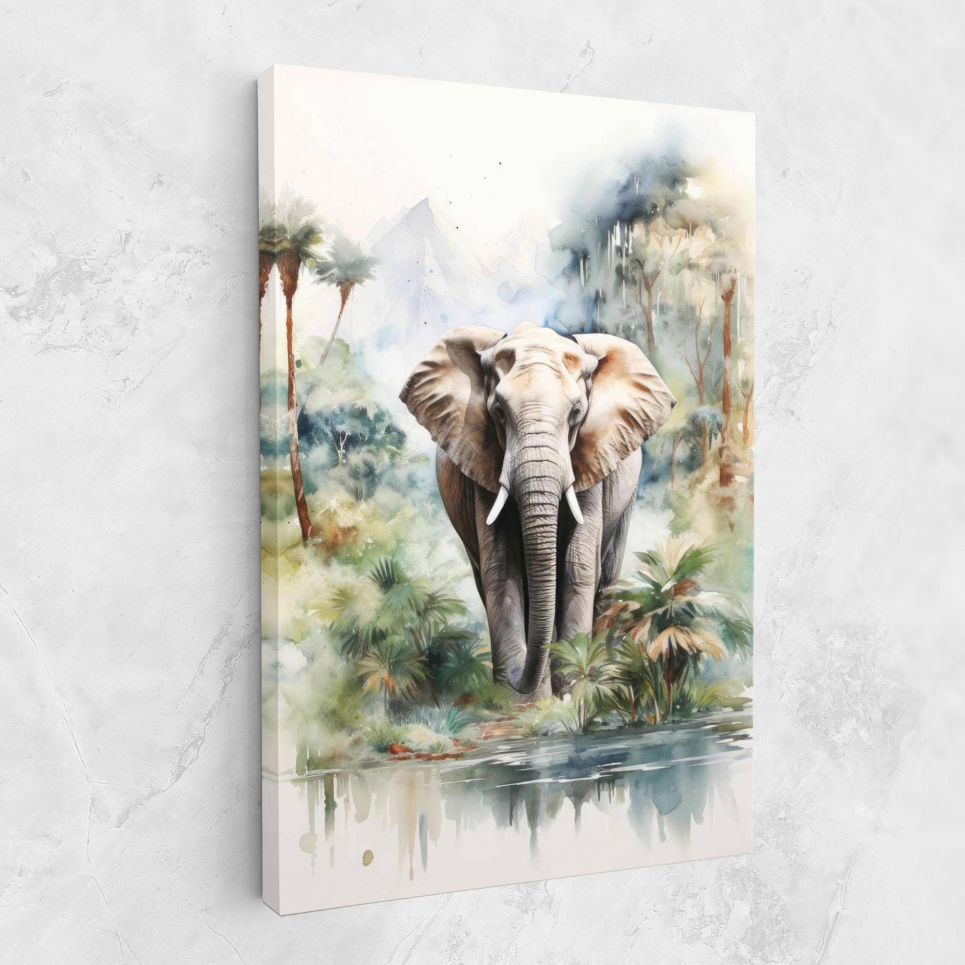 Leinwandbild Wild Watercolor Elephant mockup 1