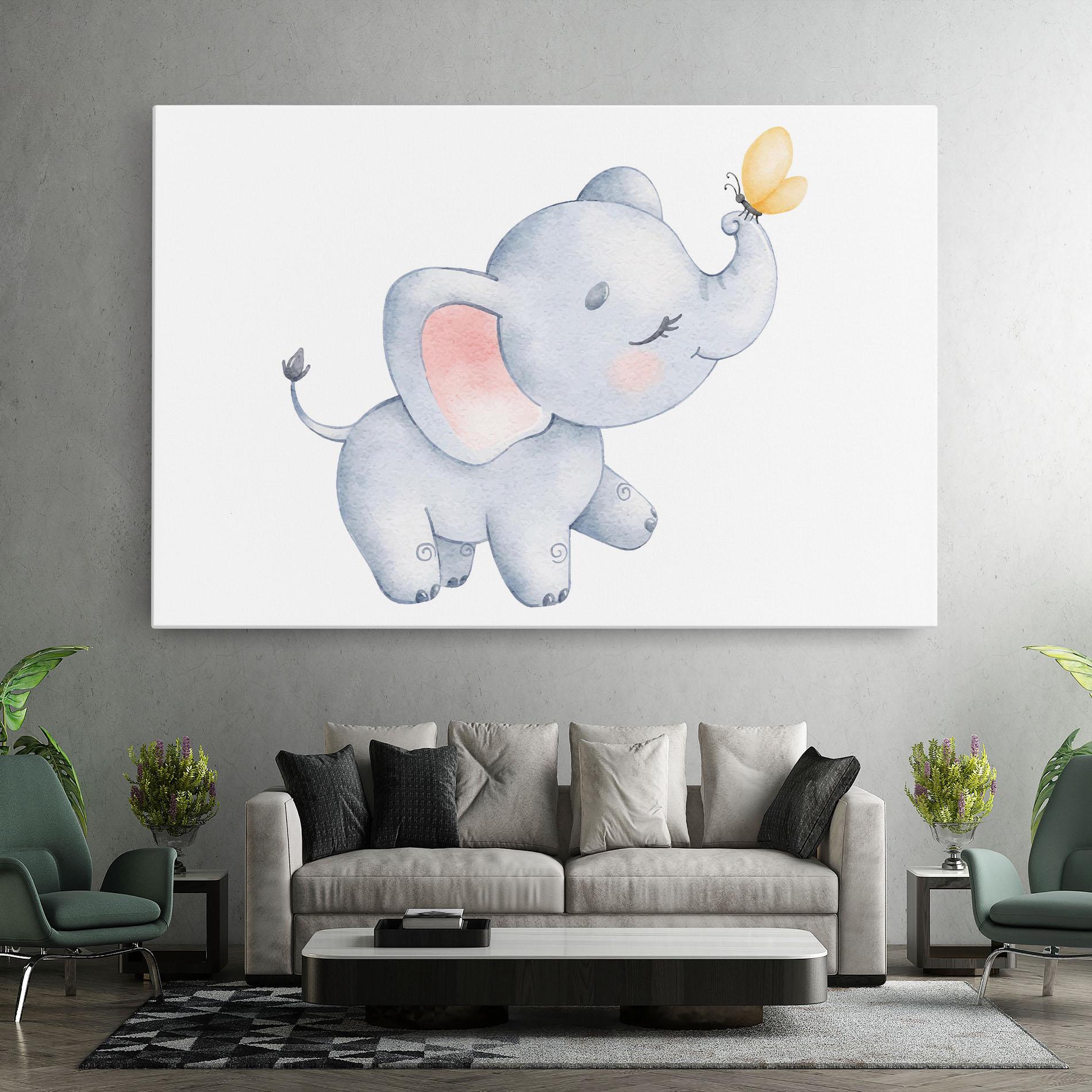 Leinwandbild Elephant Butterfly mockup 7