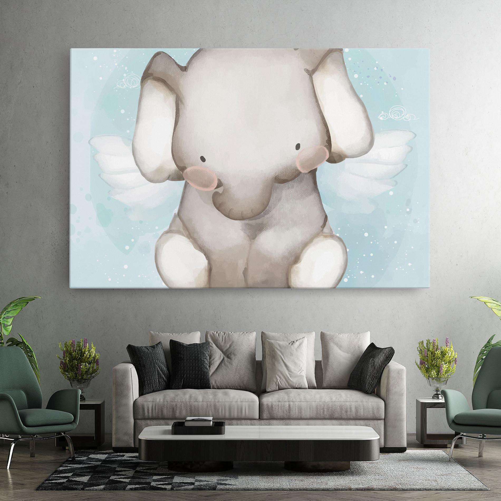 Leinwandbild Elephant On Blue mockup 7